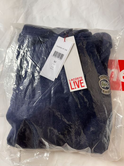 Supreme Supreme LACOSTE Hooded Sweatshirt Navy medium ss 18 | Grailed