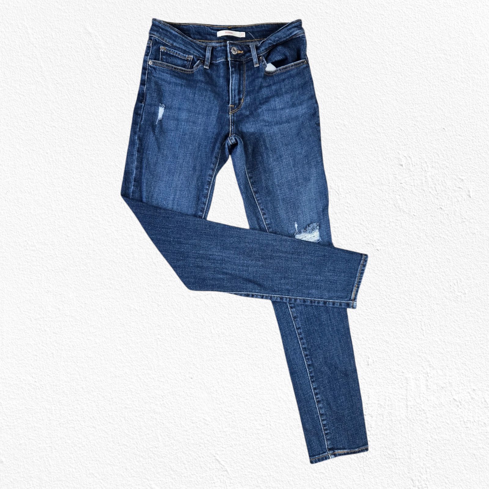 Levi's Levi's 711 Dark Distressed Low Rise Skinny Jeans Size 27 Size 27" / US 4 / IT 40 - 9 Thumbnail