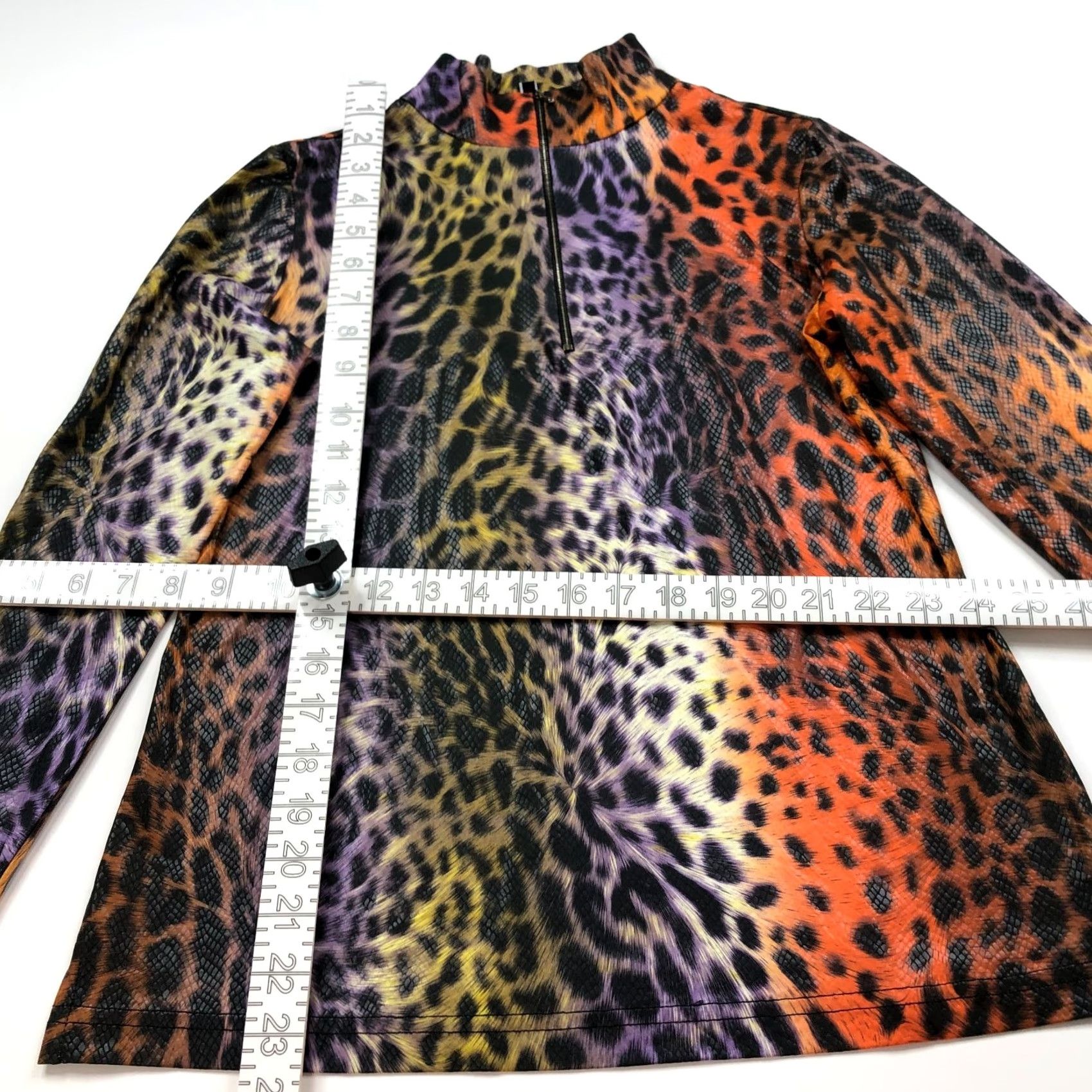 Gloverall Snoskins Pullover Shirt M Medium 1/4 Zip Long Sleeve Multicolor Colorful Artsy All Over Print Mint Women Size M / US 6-8 / IT 42-44 - 3 Thumbnail
