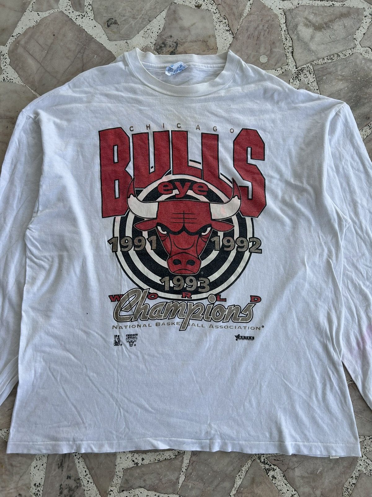 NBA Chicago Bulls Longsleeve Fronthit White Vintage Size US L / EU 52-54 / 3 - 3 Thumbnail