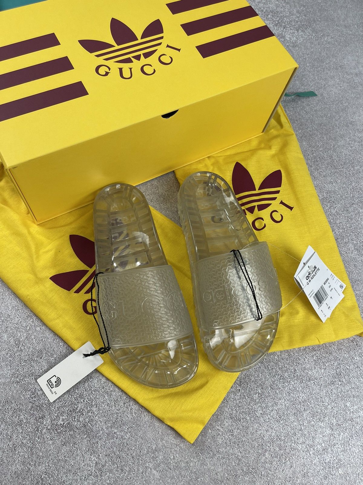 Adidas x Gucci Rubber Slide Sandals Clear Size 39