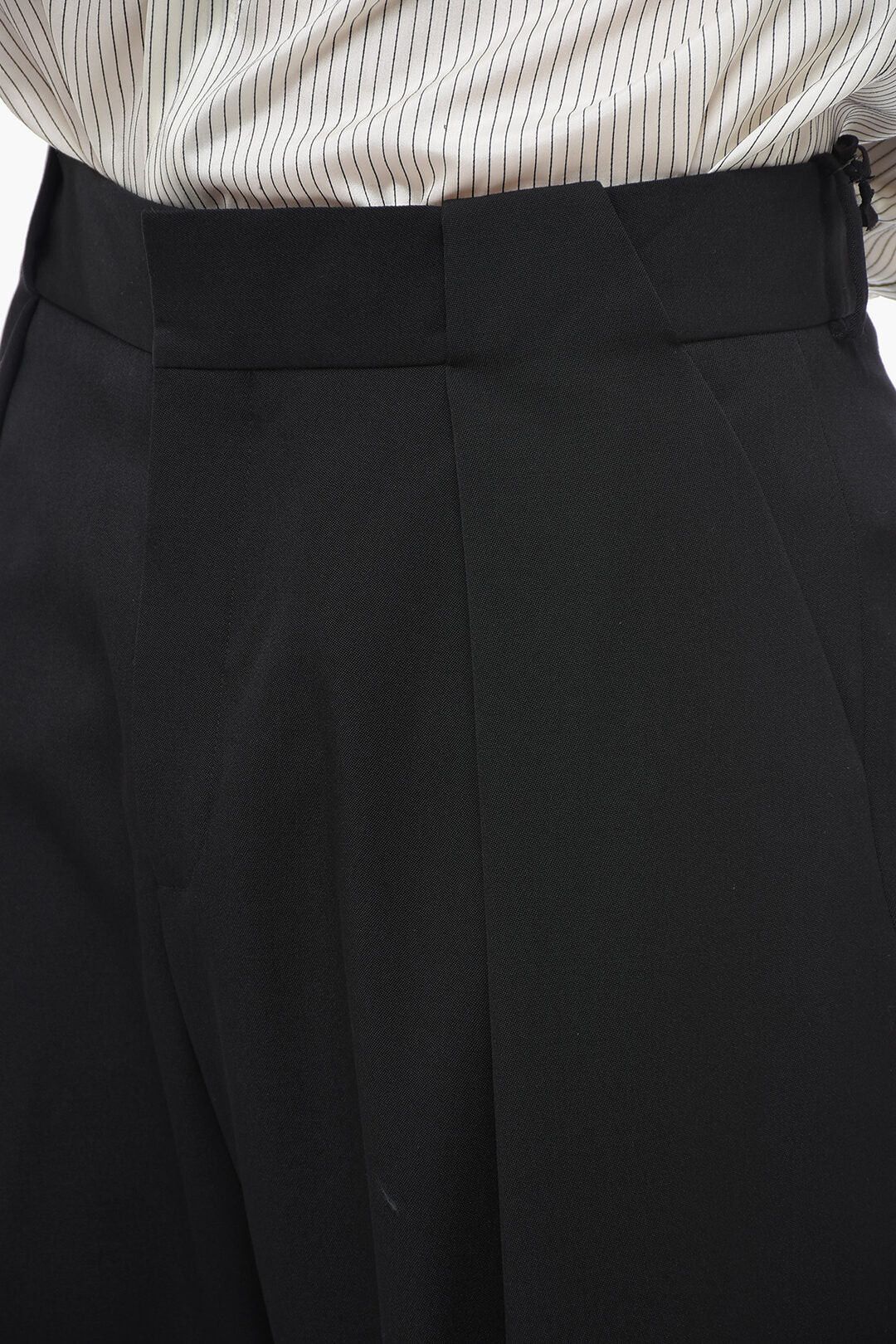 Balmain og1mm0326 Wool Wide-Leg Pant in Black Size US 32 / EU 48 - 3 Thumbnail