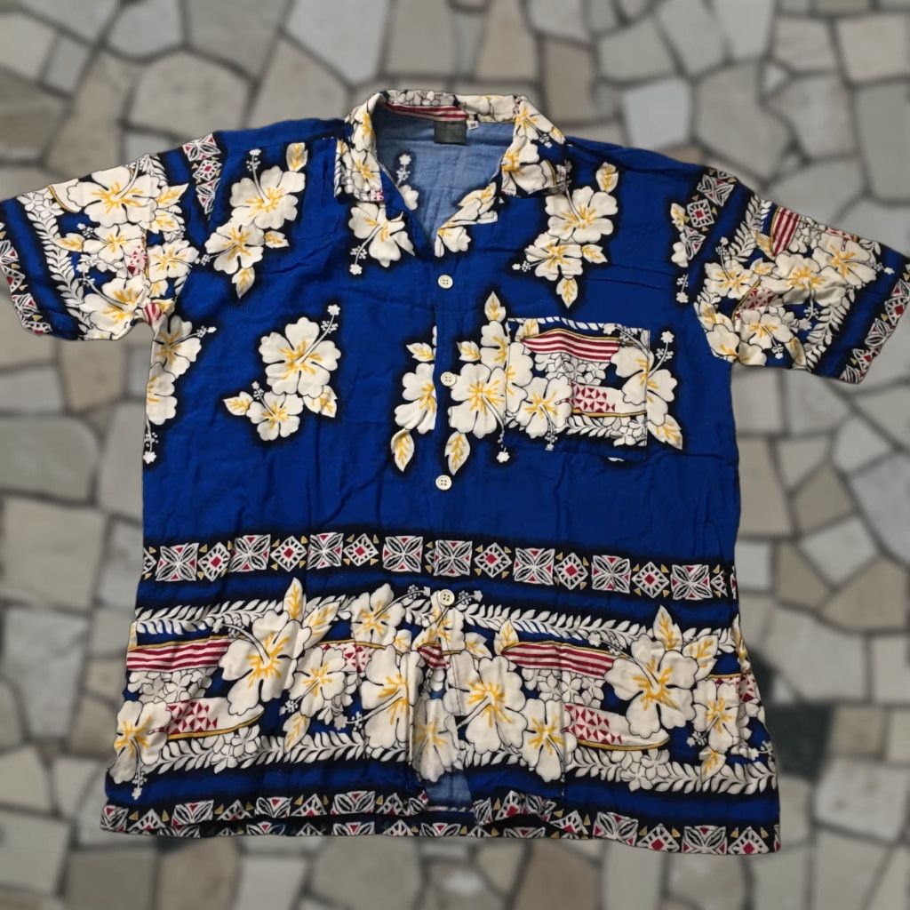Vintage KOKO Shirt Men Medium Blue Classic Surfer Print Cotton Floral Short Sleeve Button-Up Collared Hawaiian Theme Size US M / EU 48-50 / 2 - 1 Thumbnail