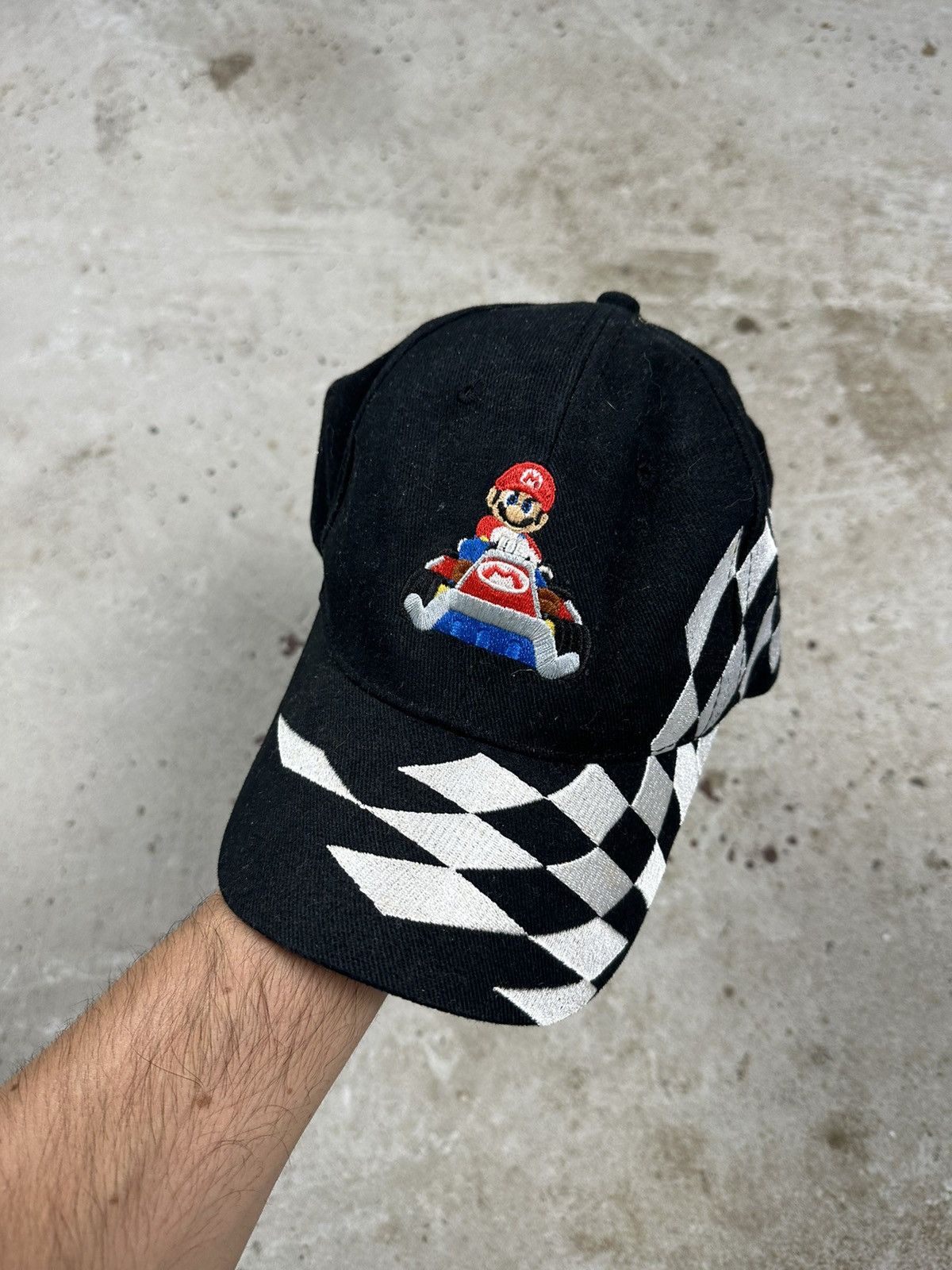 Nintendo Vintage Y2K Super Mario Black Racing Kart Hat Cap Size ONE SIZE - 2 Thumbnail
