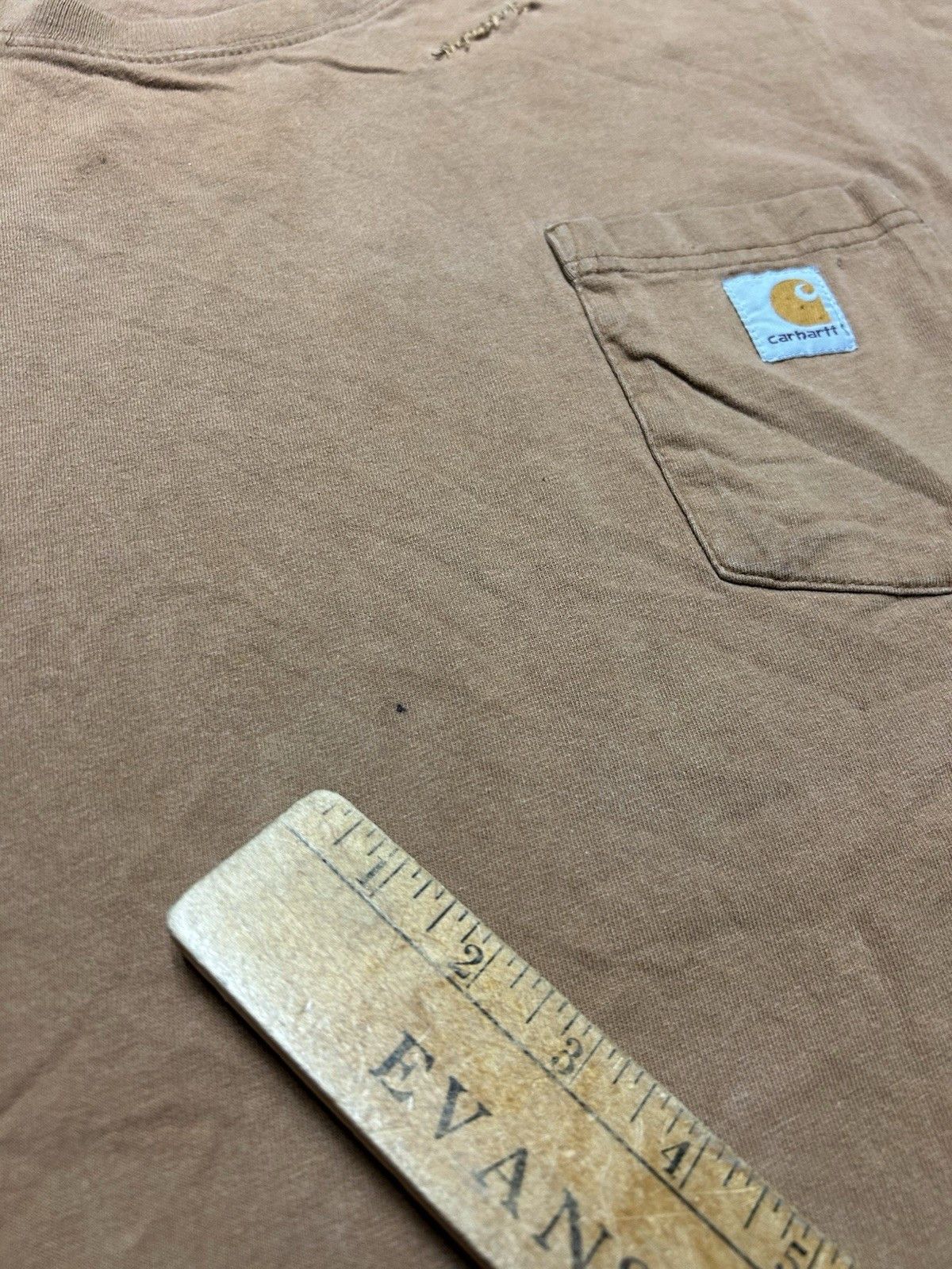 Vintage Carhartt pocket t shirt brown tan distressed repaired XL Size US XL / EU 56 / 4 - 3 Thumbnail