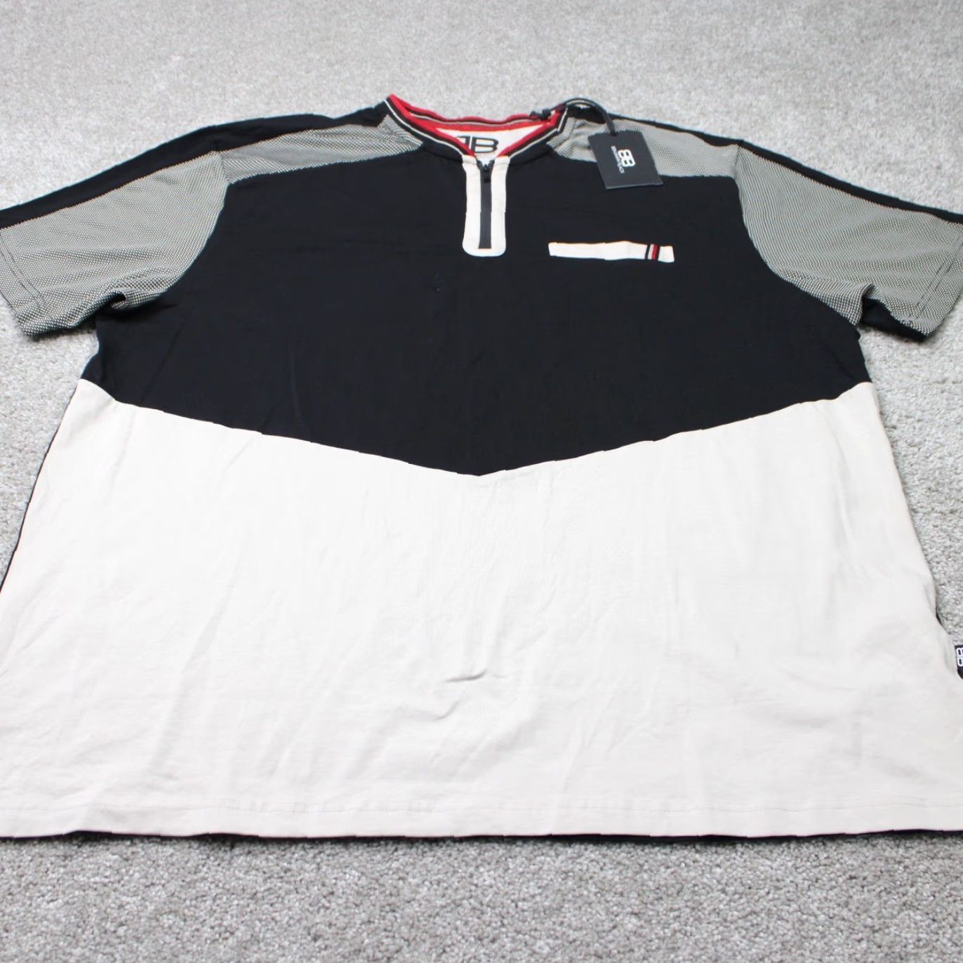Vintage Benjamin Black Shirt Mens 2XL Black/White NWT 1/4 Zip Cotton Stretch Short Sleeve Crew Neck 90s Logo Size US XXL / EU 58 / 5 - 2 Thumbnail