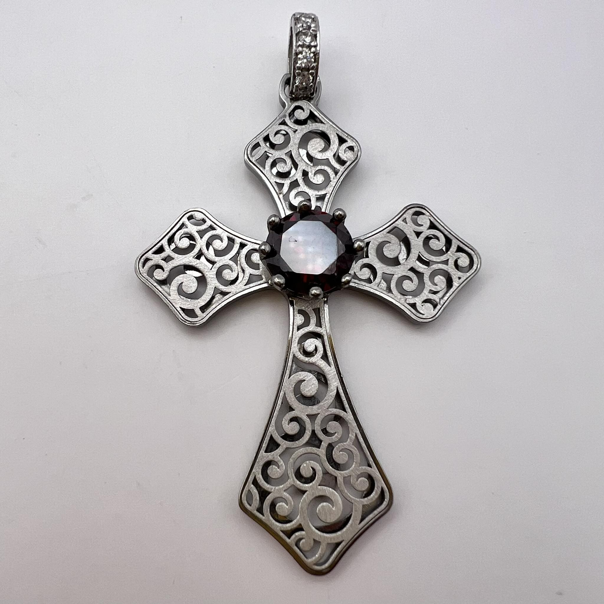 Sterling Silver × Vintage Vintage Sterling Silver 925 Cross Pendant Crystals Italy 9g Size ONE SIZE - 8 Thumbnail