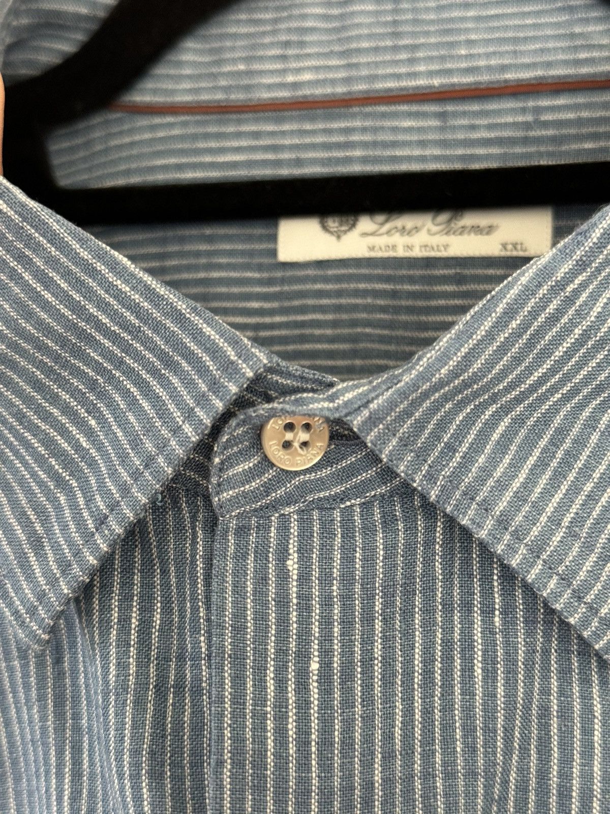 Loro Piana Arthur Arizona Blue Striped Aloe Linen Shirt XXL FAL1007 Size US XXL / EU 58 / 5 - 2 Thumbnail