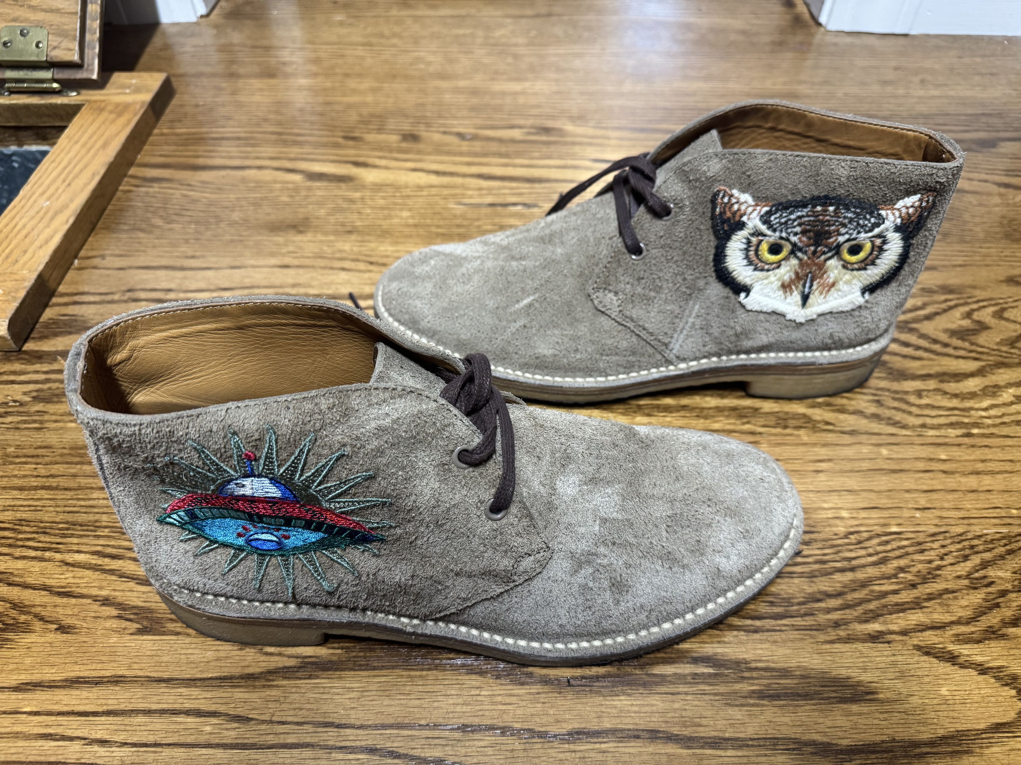Gucci Owl & UFO Embroidered Men's Ankle Boots Size US 10 / EU 43 - 2 Thumbnail