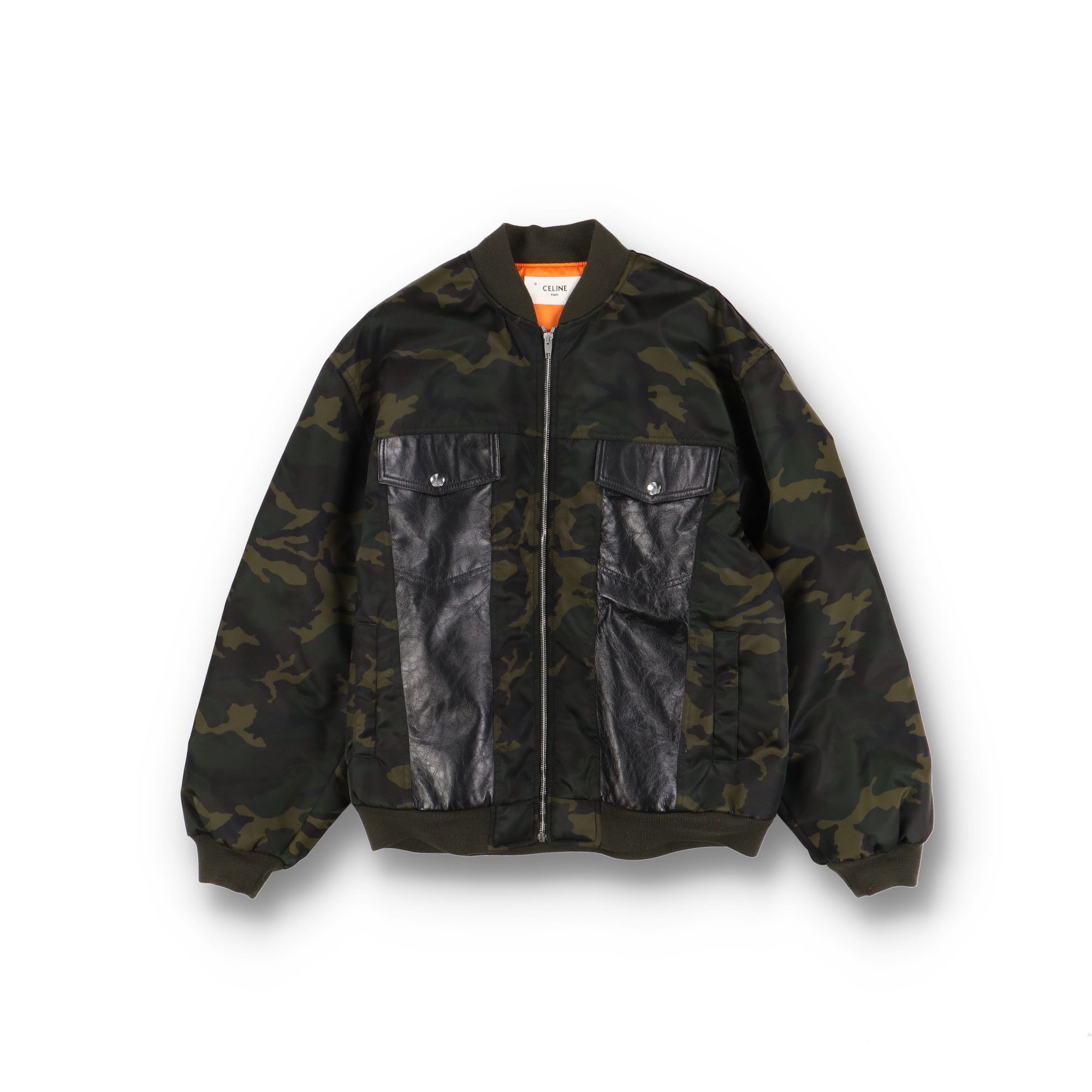 Celine 1 of 1 Camo Leather Panel Oversized Nylon Bomber Jacket Size US M / EU 48-50 / 2 - 1 Thumbnail