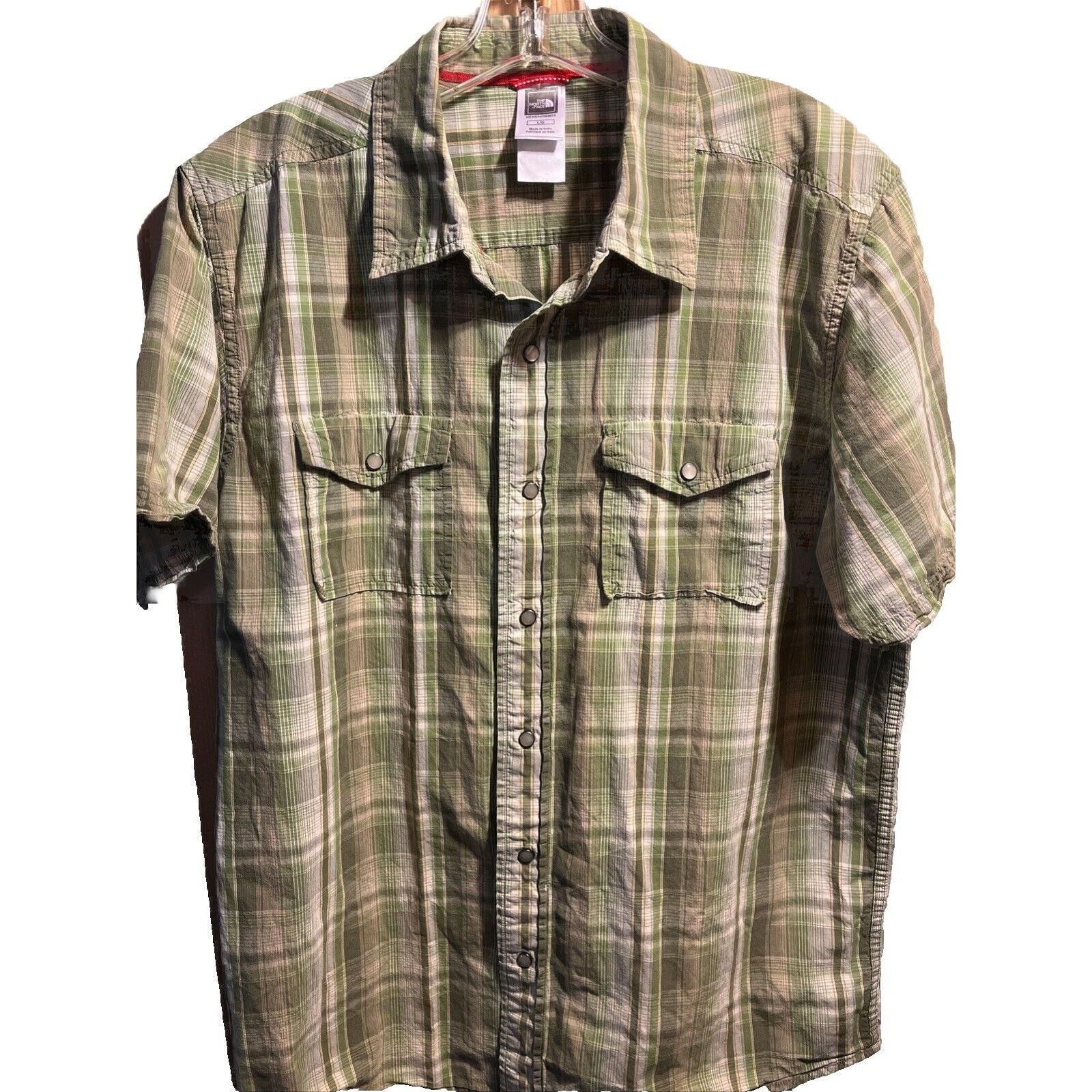 The North Face The North Face Men Shirt L Green Plaid Snap Button SS Hiking Size US L / EU 52-54 / 3 - 1 Thumbnail