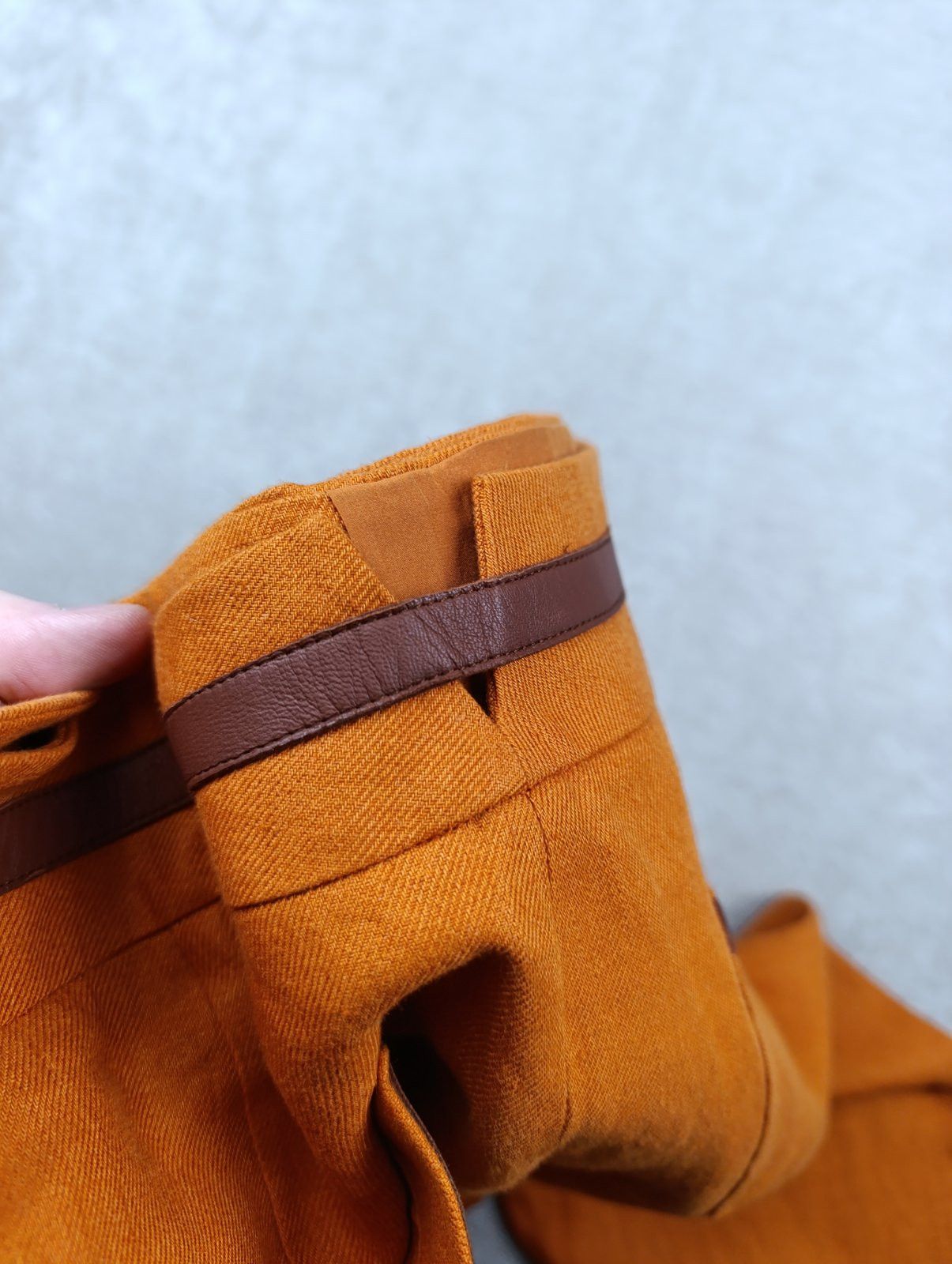 Loro Piana LORO PIANA CARSON LEATHER-TRIM LINEN PANTS IN ORANGE RUST Size 27" / US 4 / IT 40 - 18 Thumbnail