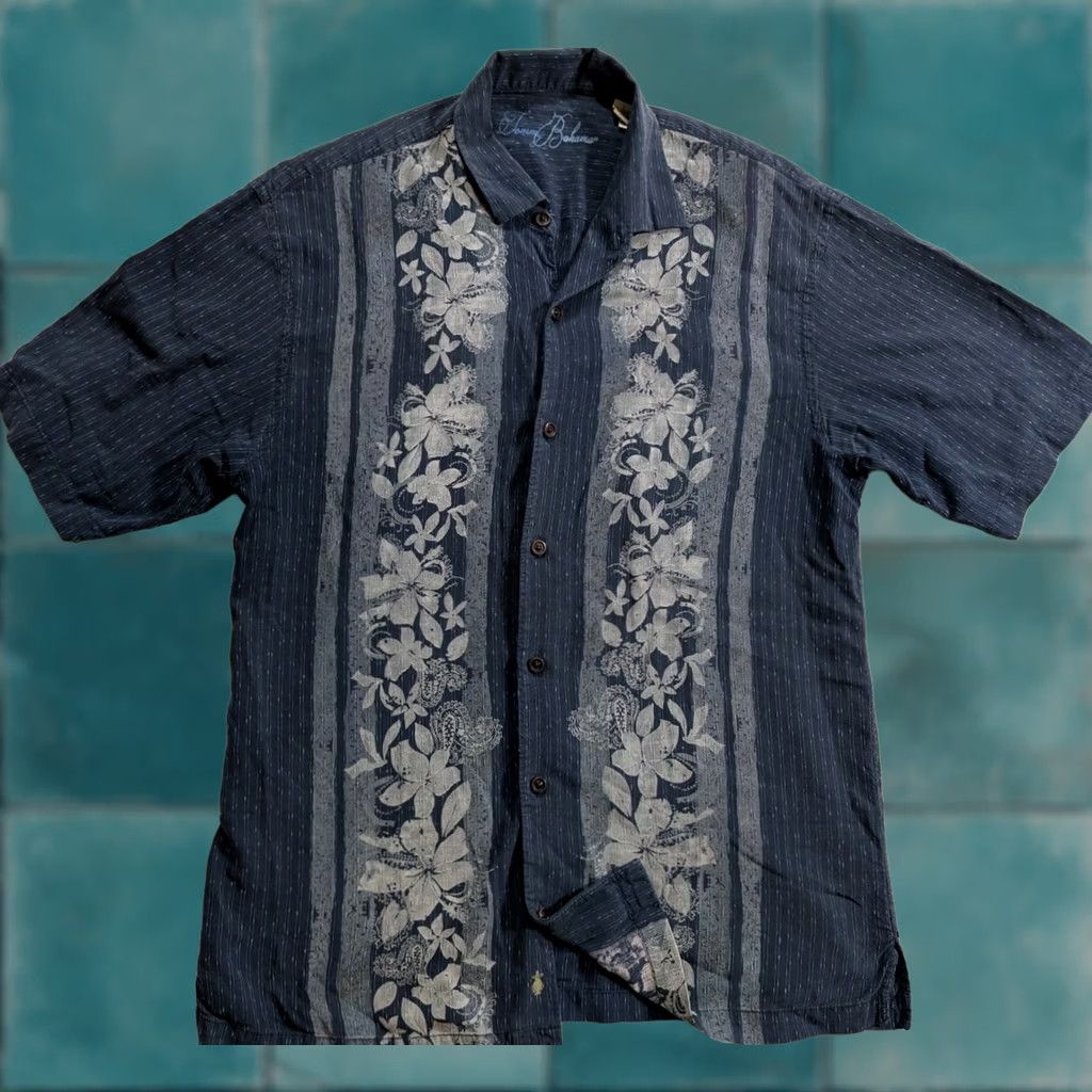 Tommy Bahama Tommy Bahama Shirt Floral Hawaiian Tencel Lyocell Cotton Blue Large Summer Size US L / EU 52-54 / 3 - 1 Thumbnail