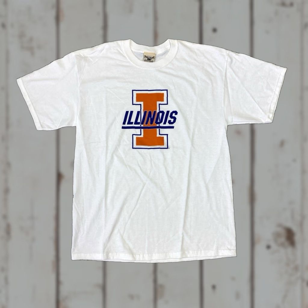 Vintage VINTAGE Oarsman Tshirt White Illinois Short Sleeve T-Shirt Men L 90s College University Shirt Size US L / EU 52-54 / 3 - 1 Thumbnail