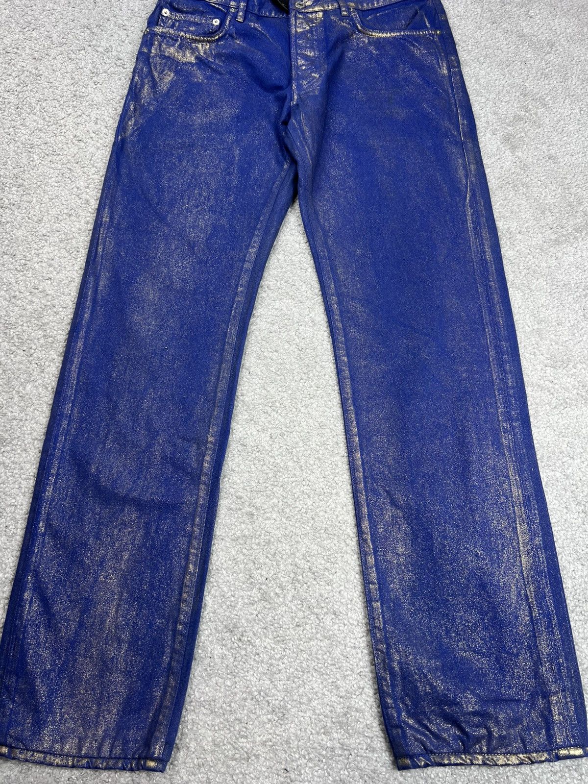 Dior SS09 DIOR HOMME “PLANISPHERE” Luster Gold Waxed Jeans Size US 30 / EU 46 - 3 Thumbnail