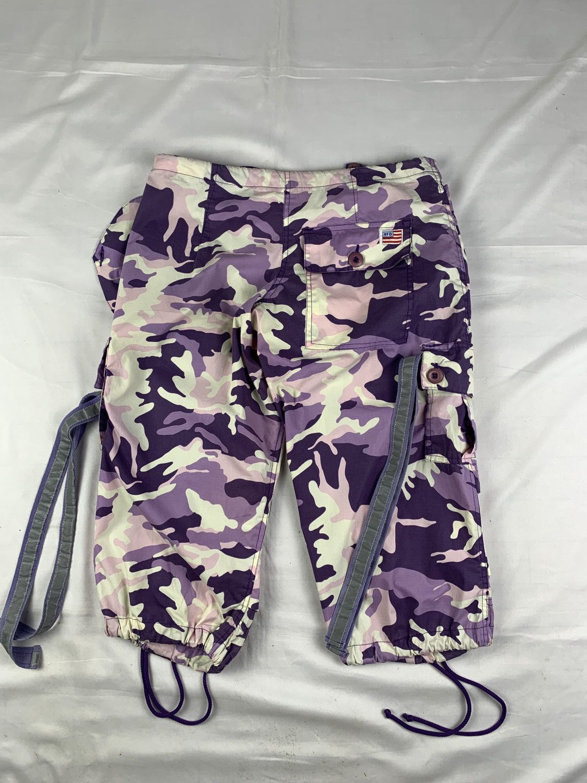 Japanese Brand 2000s UFO USA Purple Camo Combat Cargo Capri Pants Size 28" / US 6 / IT 42 - 4 Thumbnail