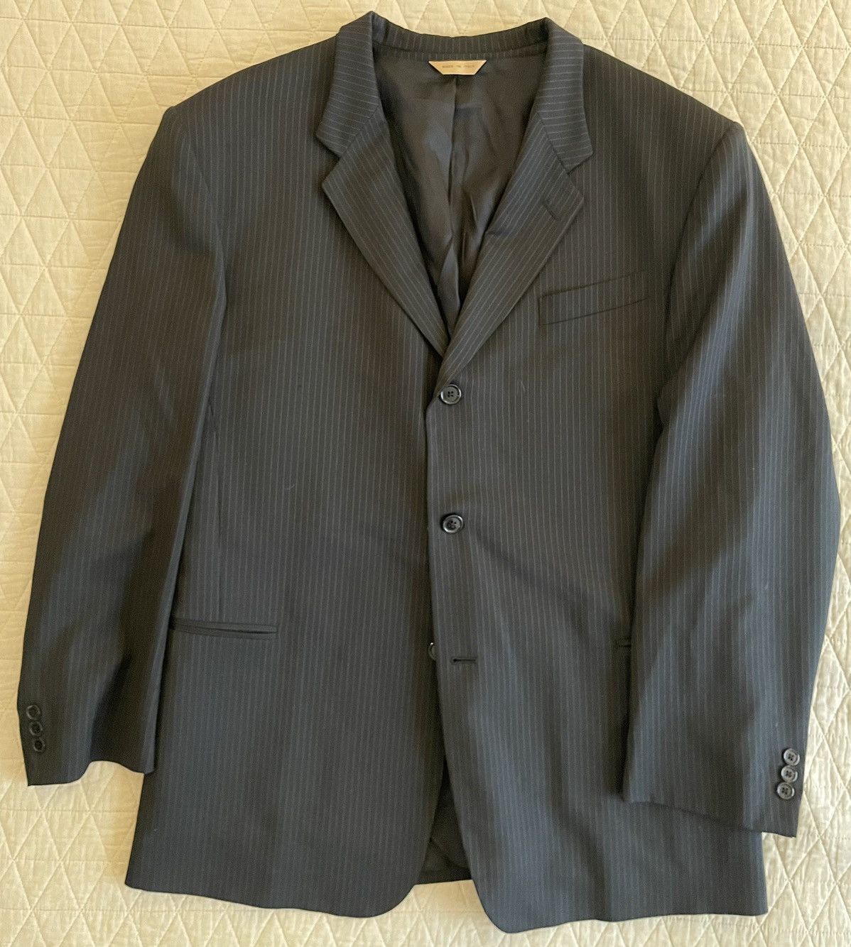 Donna Karan × Vintage Fine Stripe 3-Button Wool Suit Size 46R - 2 Thumbnail