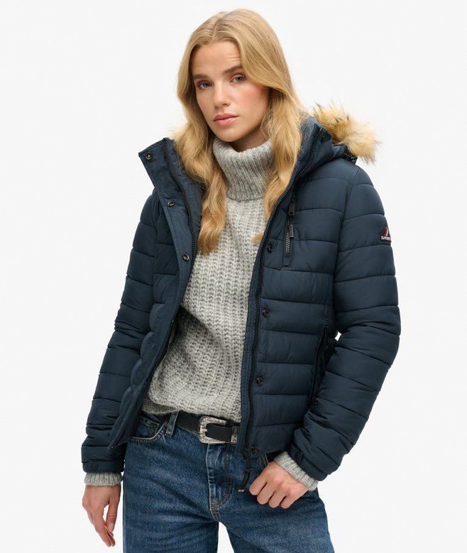 Superdry Superdry Fuji Jacket Women’s – Quilted Puffer, Faux Fur Hood Size M / US 6-8 / IT 42-44 - 6 Thumbnail