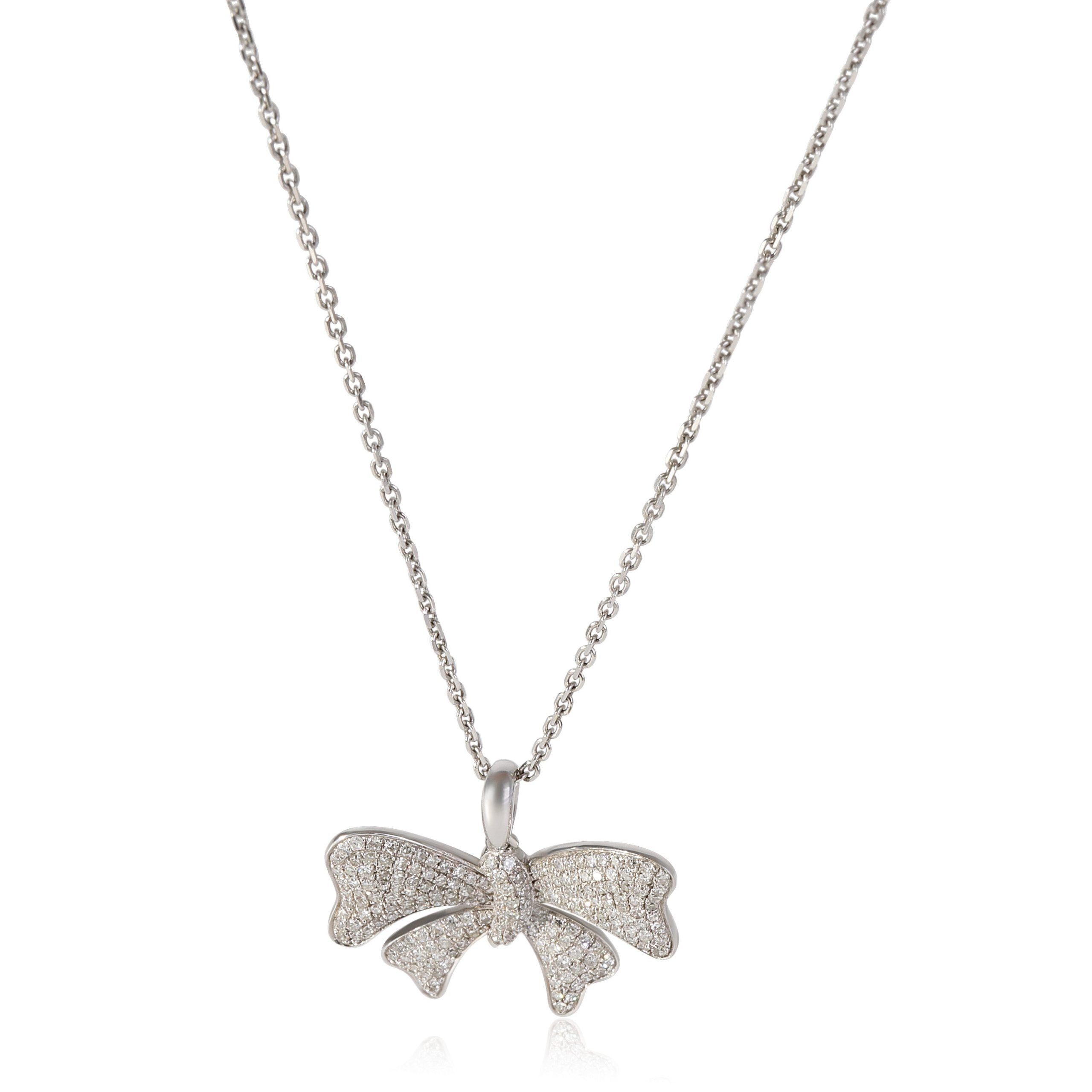 image of Louis Vuitton Pave Butterfly Pendant In 14K White Gold 0.62 Ctw, Women's