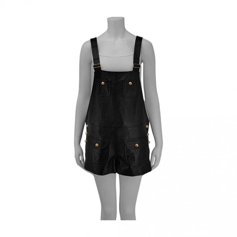 Celine Celine Black Lambskin Overalls M Size 38" / US 16 / IT 52 - 1 Thumbnail
