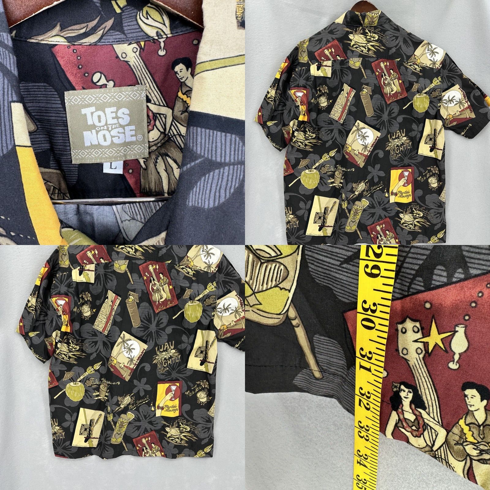 Vintage VINTAGE Toes On The Nose Hawaiian Shirt Mens L Tiki Bar Martini Lounge Aloha Luau Hula Size US L / EU 52-54 / 3 - 8 Thumbnail