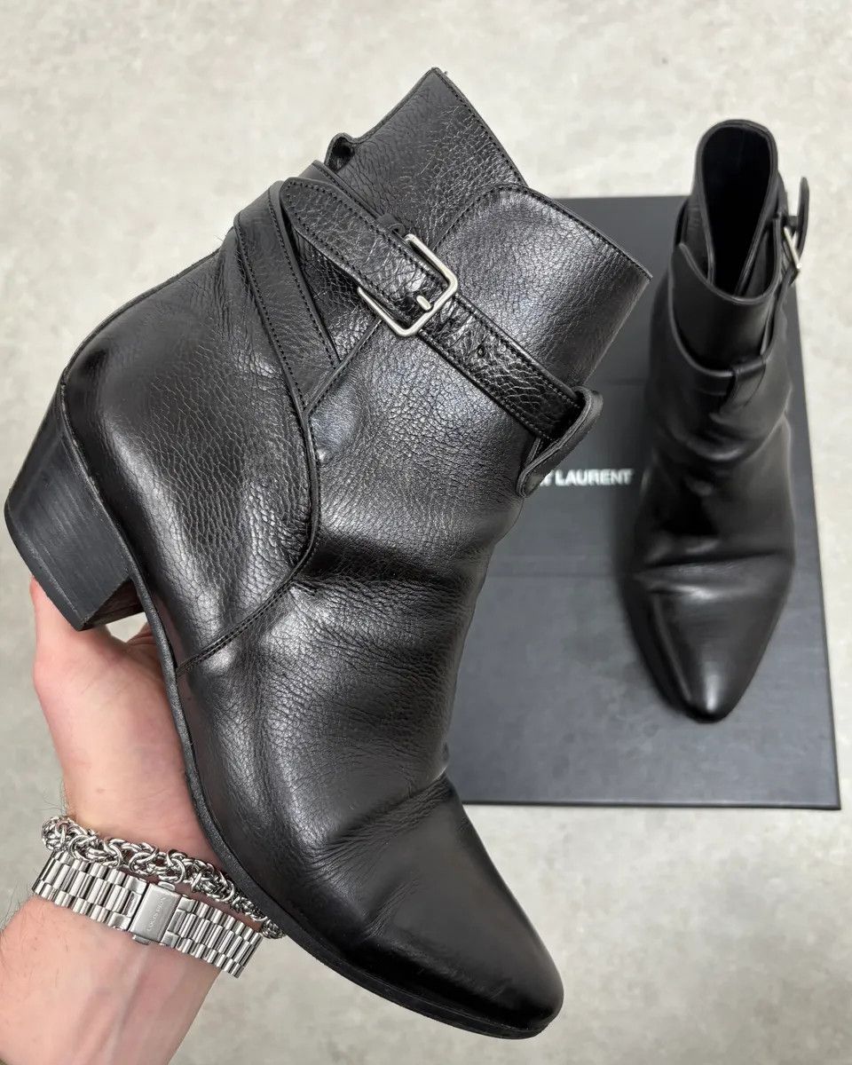 Saint Laurent Paris Saint Laurent Black Rock Leather Ankle Boots Size US 5.5 / EU 38 - 1 Thumbnail