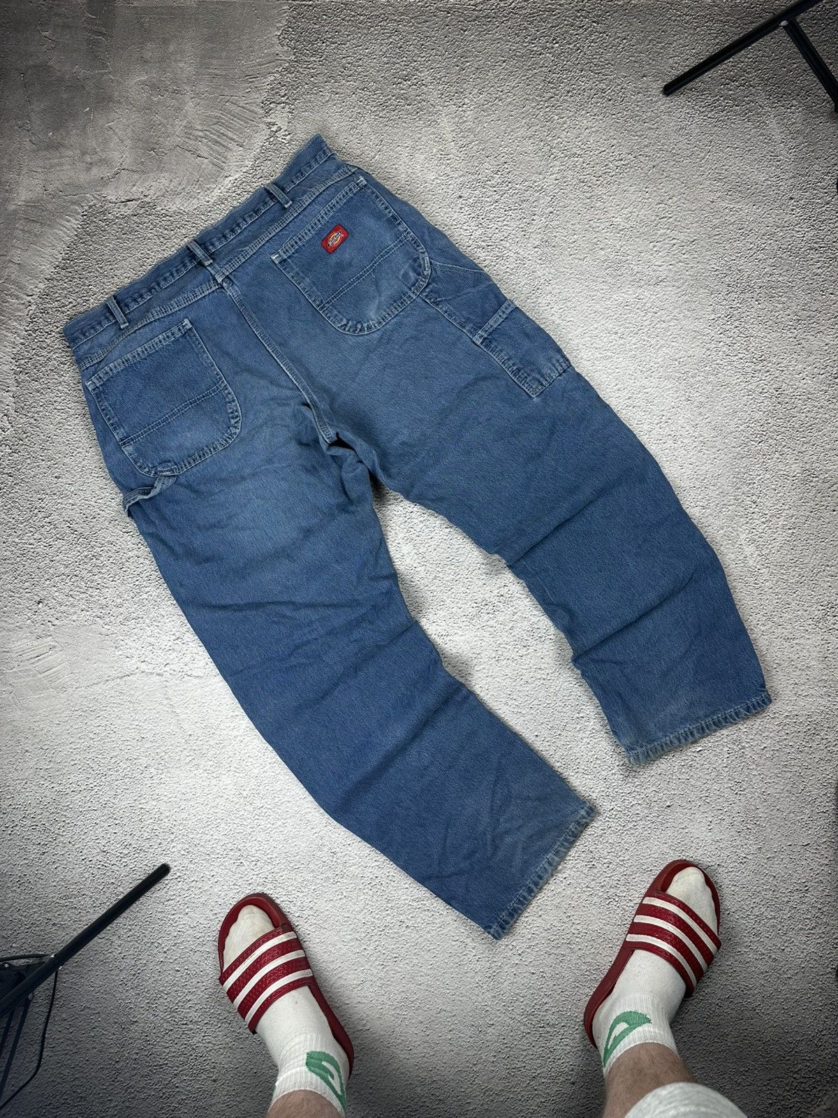 Vintage Dickies Washed Denim Blue Jeans Carpenter Y2K Baggy