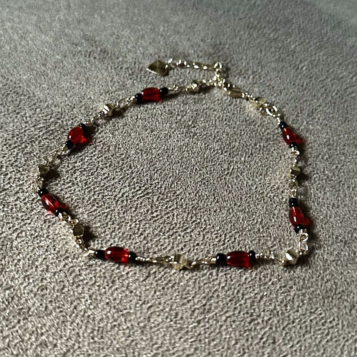 Other 🌿Red Crystal Beads Charm Anklet - 18K Gold🌿 Size ONE SIZE - 2 Thumbnail