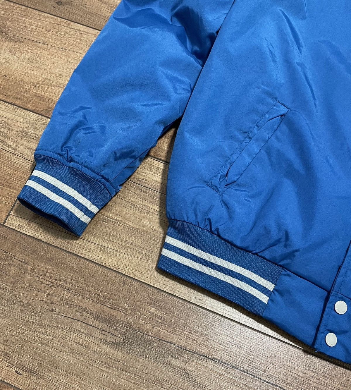 Schott Schott NYC Blue Nylon College Bomber Jacket Big Logo Size US L / EU 52-54 / 3 - 4 Thumbnail