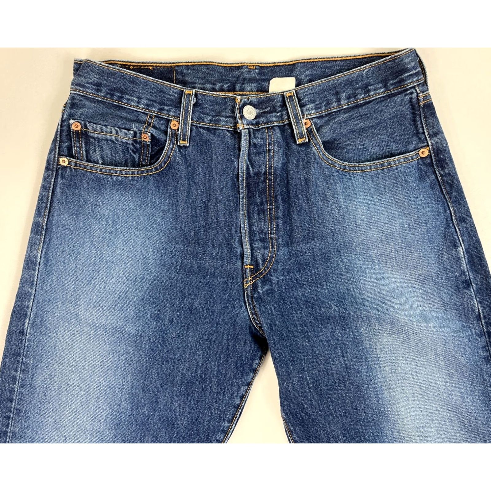 Levi's VINTAGE Levi's 501 Jeans Men Medium Wash 33x30 90s Solid Blue 5-Pocket Denim Straight Size US 33 - 3 Thumbnail