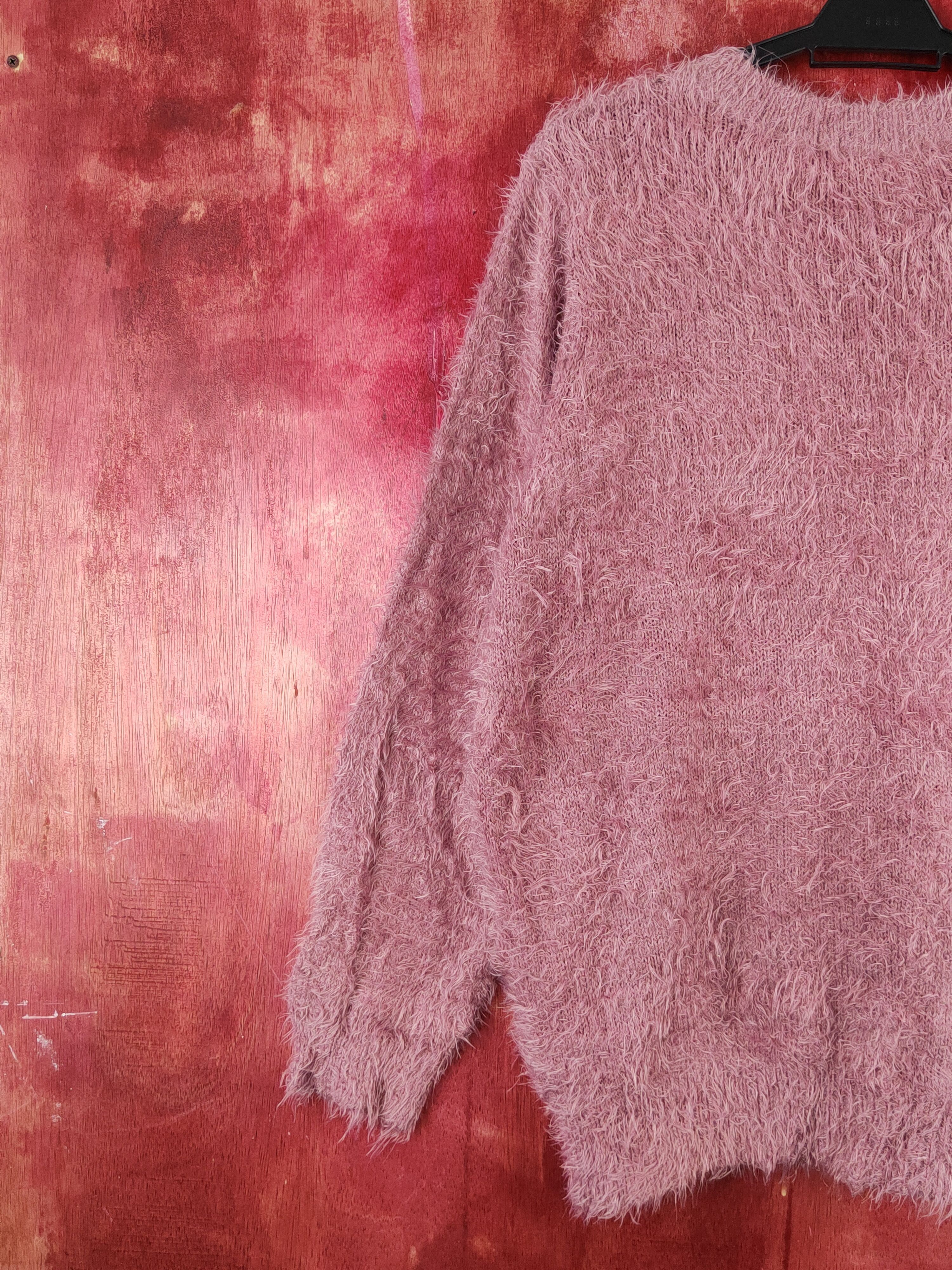 Aran Isles Knitwear DL Blue Strive Pink Shag Shaggy Fur Mohair Knitwear #S2030 Size L / US 10 / IT 46 - 8 Thumbnail