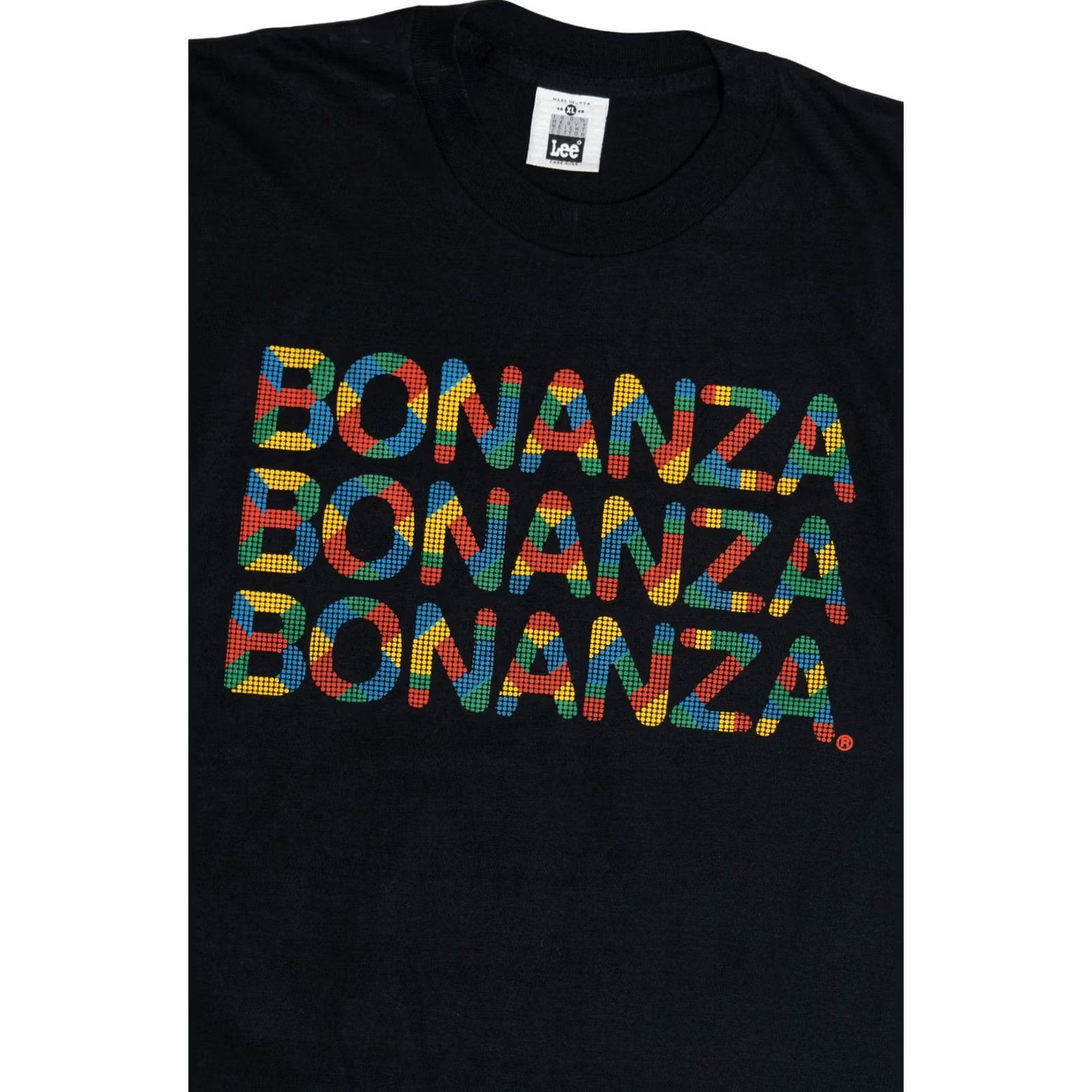 Lee VINTAGE Lee "Bonanza Bonanza Bonanza" Embossed Print T-Shirt Adult X-Large Black 1990s Size US XL / EU 56 / 4 - 2 Thumbnail