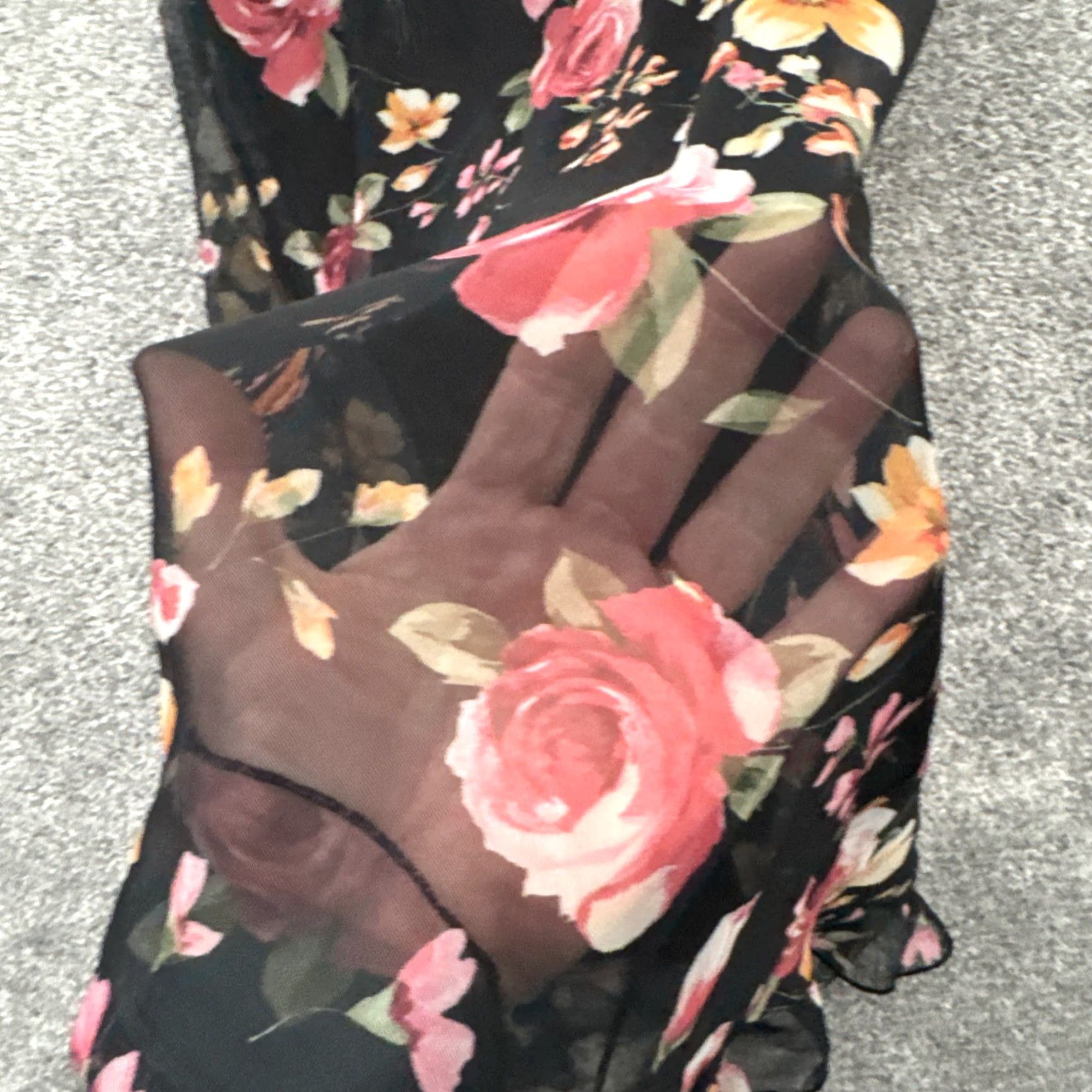 Vintage VINTAGE 90s MSK Dress Women M A-Line Sleeveless Floral Sheer Ruffle Midi Black USA Women Size M / US 6-8 / IT 42-44 - 8 Thumbnail