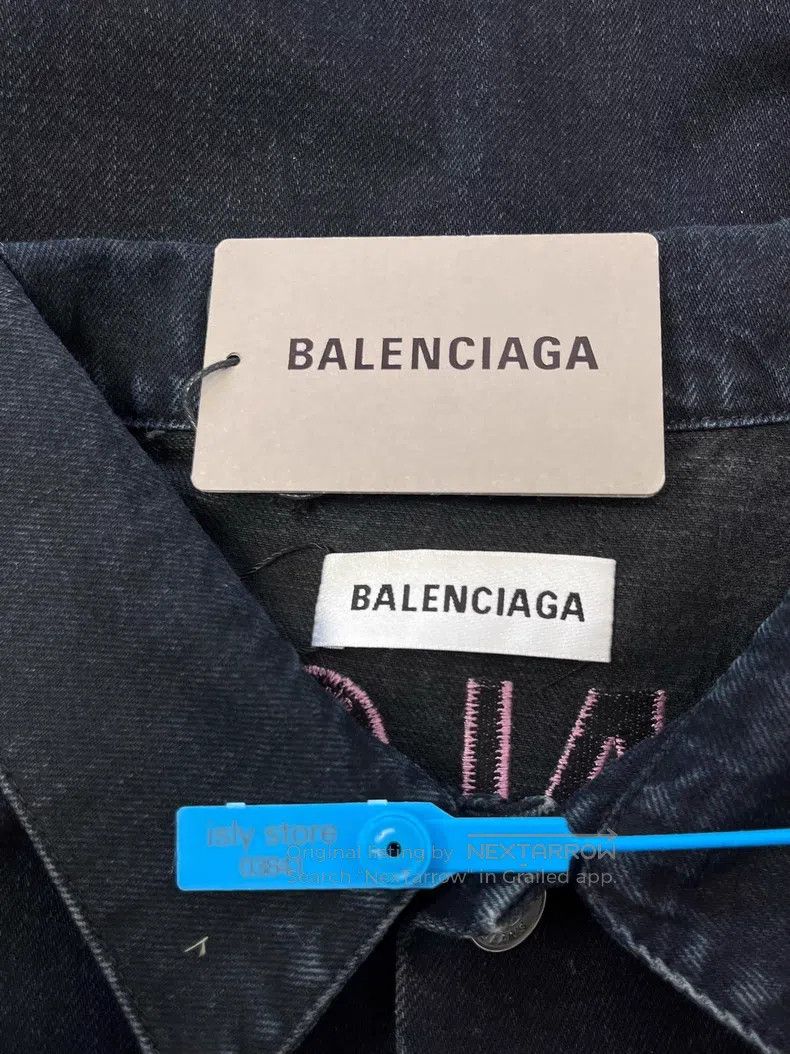 Balenciaga Denim Jacket with Brand Letter Embroidery on th