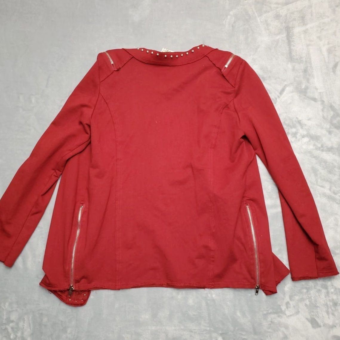 Vintage Vocal Apparel Jacket Women XL Red Studs Knit Zipper Moto Retro Classic Size XL / US 12-14 / IT 48-50 - 7 Thumbnail