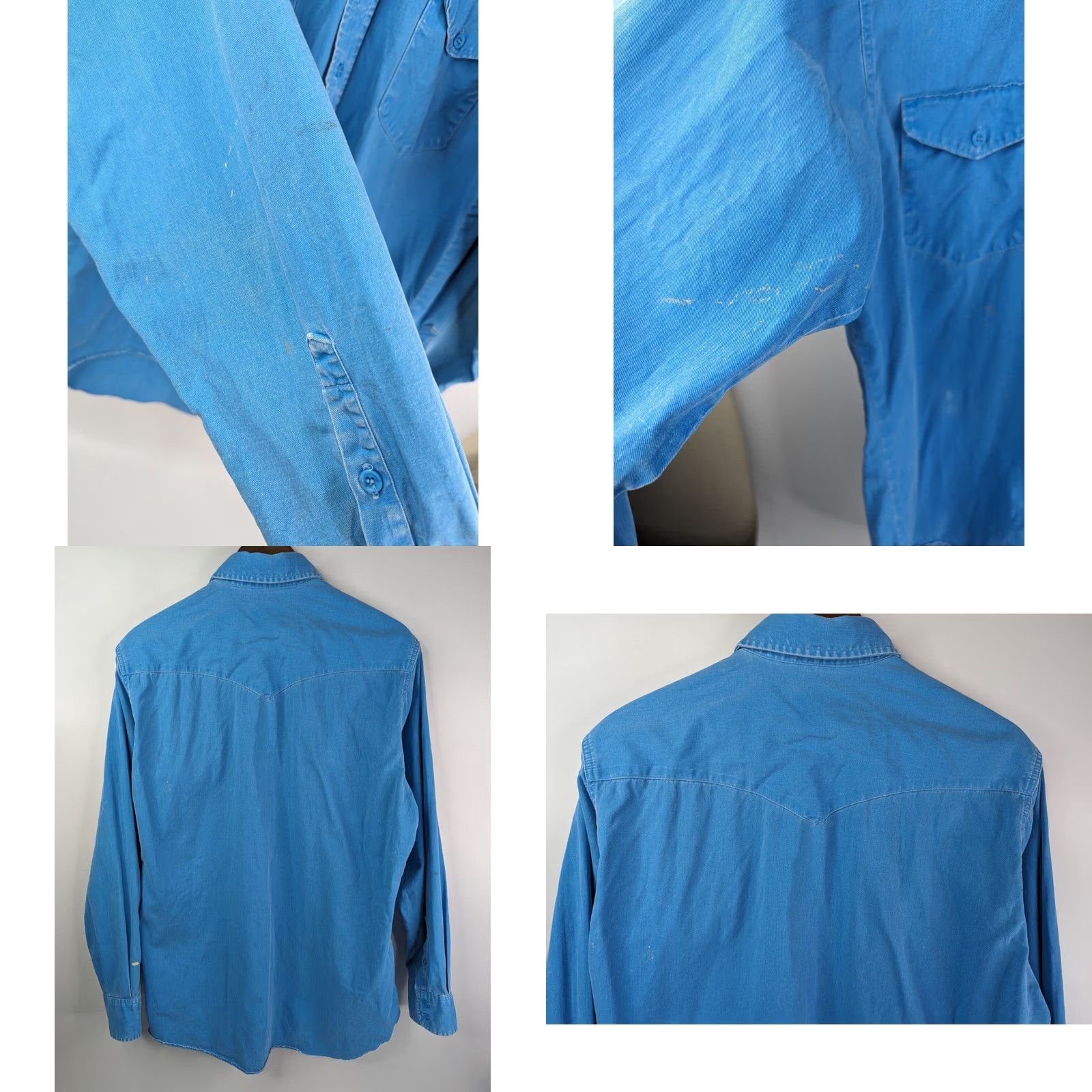 Wrangler VINTAGE Wrangler Shirt Men's 16-34 Western Button Cowboy X-Long Tails Preshrunk Denim Blue Cotton 90s Western, Cowboy Mens Shirt Button-Up Long Sleeve Size US L / EU 52-54 / 3 - 8 Thumbnail