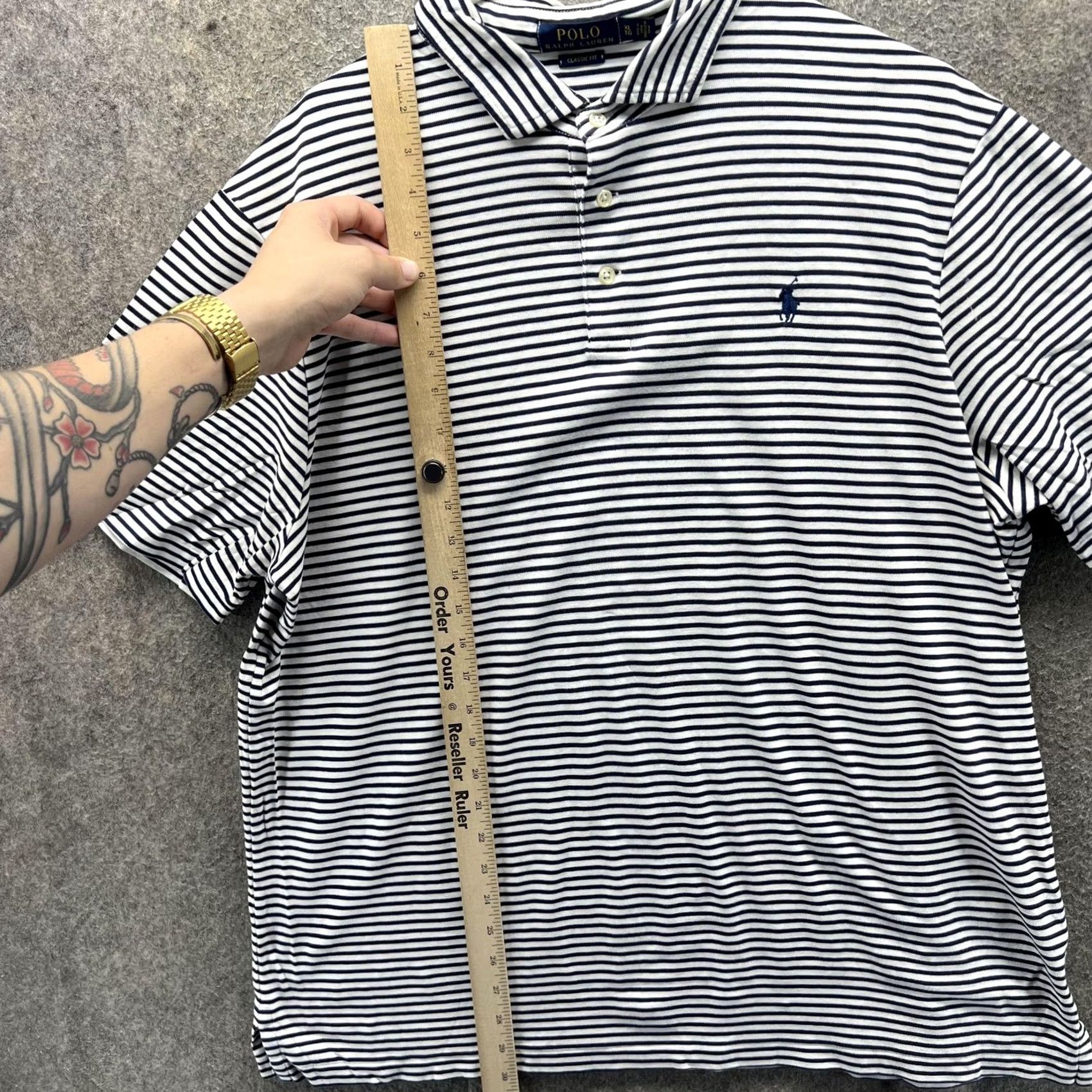 Polo Ralph Lauren Polo Ralph Lauren Polo Shirt Mens XL Navy White Stripe Classic Fit Cotton Logo Size US XL / EU 56 / 4 - 6 Thumbnail