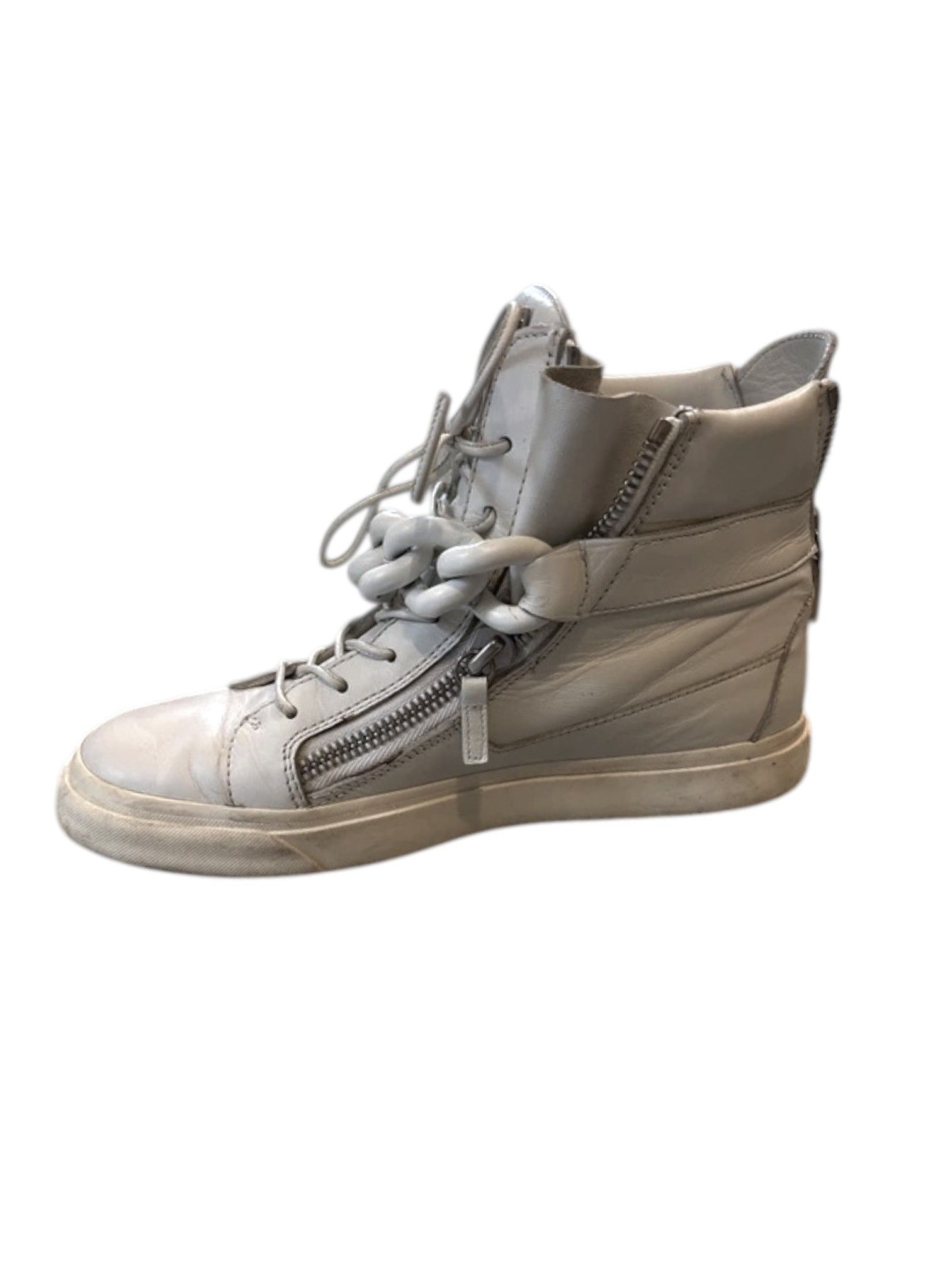 Giuseppe Zanotti Giuseppe Zanotti White Chain Hi Top Sneakers, Mid 2010s Size US 7 / EU 40 - 2 Thumbnail
