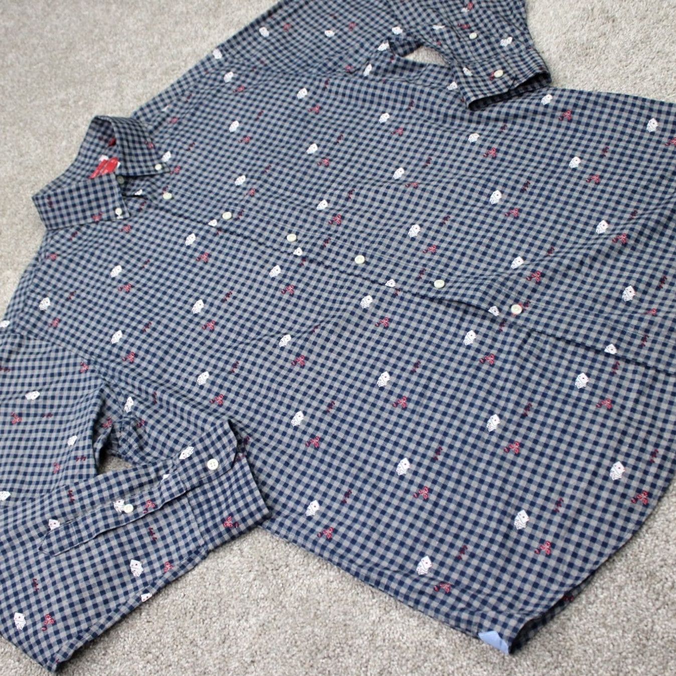 Cremieux Cremieux AOP Shirt Mens XL Blue Slim Fit Cards Print Cotton L/S Button-Up Collar-Down Vintage No Size US XL / EU 56 / 4 - 7 Thumbnail