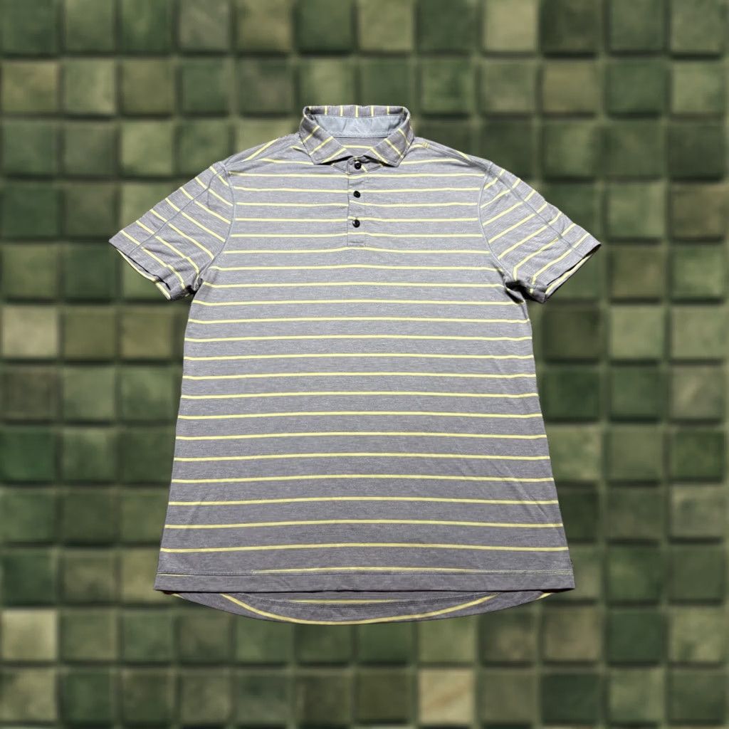 Lululemon Lululemon Evolution Polo Shirt Mens M Gray Yellow Striped Golf Athleisure Polo Shirt Size US M / EU 48-50 / 2 - 1 Thumbnail