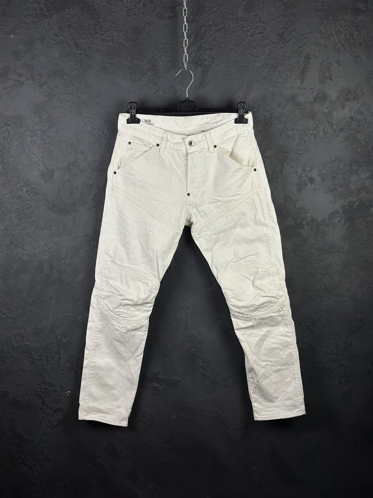 G-Star × Japanese Brand G-Star Raw Denim Biker White Pant Vintage Y2k Hype Rare Size US 30 / EU 46 - 1 Thumbnail