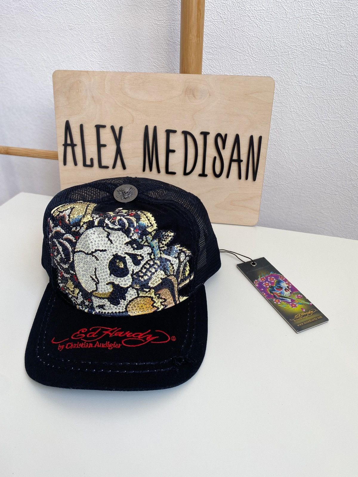Ed Hardy Ed Hardy Cristian Audigier Skull heart & cards cap Size ONE SIZE - 9 Thumbnail