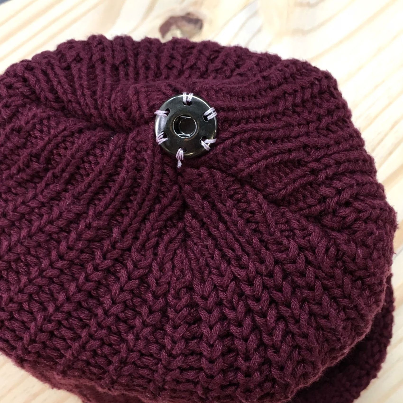 Vintage Love Your Melon Beanie Hat Womens Purple OS Adjustable Cuffed Pompom Knitted Size ONE SIZE - 7 Thumbnail