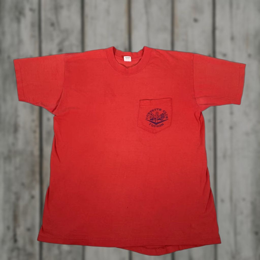 Vintage VINTAGE J. C. Penney Corvette Shirt Men L Red Tucson Club Selvedge Pocket Car Arizona Tee Size US L / EU 52-54 / 3 - 1 Thumbnail