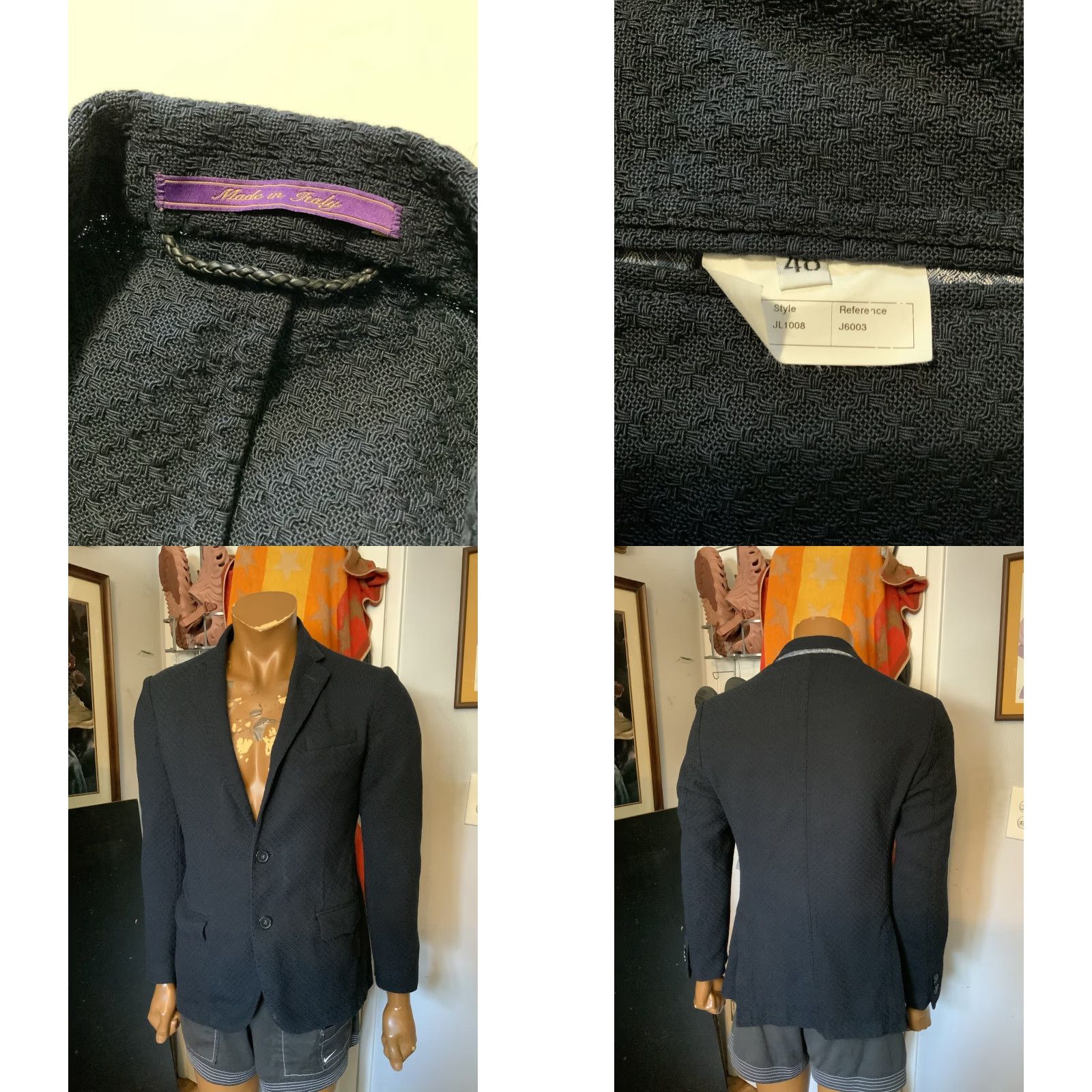 Liberty London VINTAGE Liberty of London Blazer Jacket Made In Italy Cotton Navy Two Button Sz. 48 Mens Regular 42" Chest 28.5" Length Size 48R - 8 Thumbnail