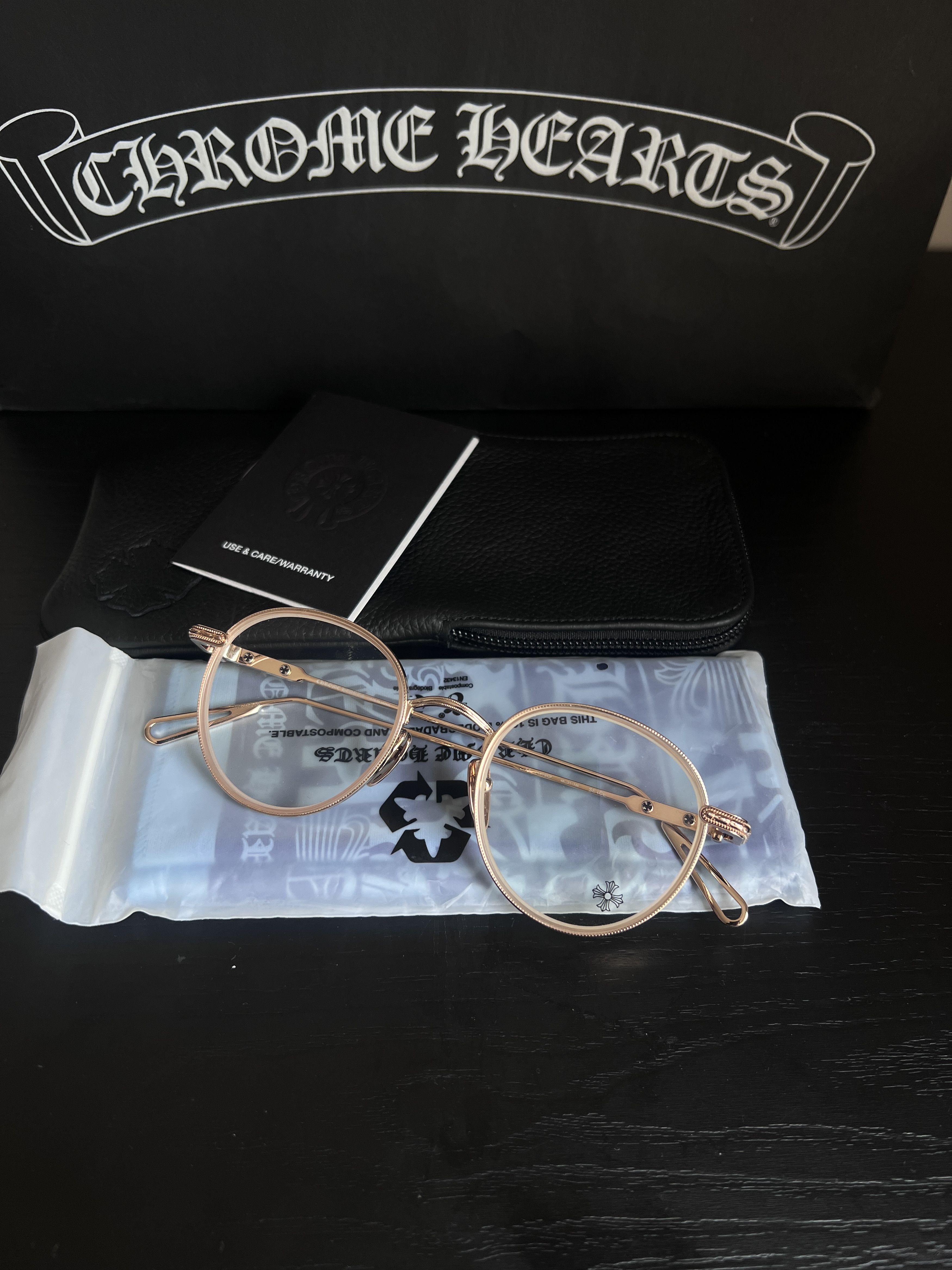 Chrome Hearts CHROME HEARTS SEXCEL CRYSTAL/GOLD PLATED GLASSES Size ONE SIZE - 3 Thumbnail