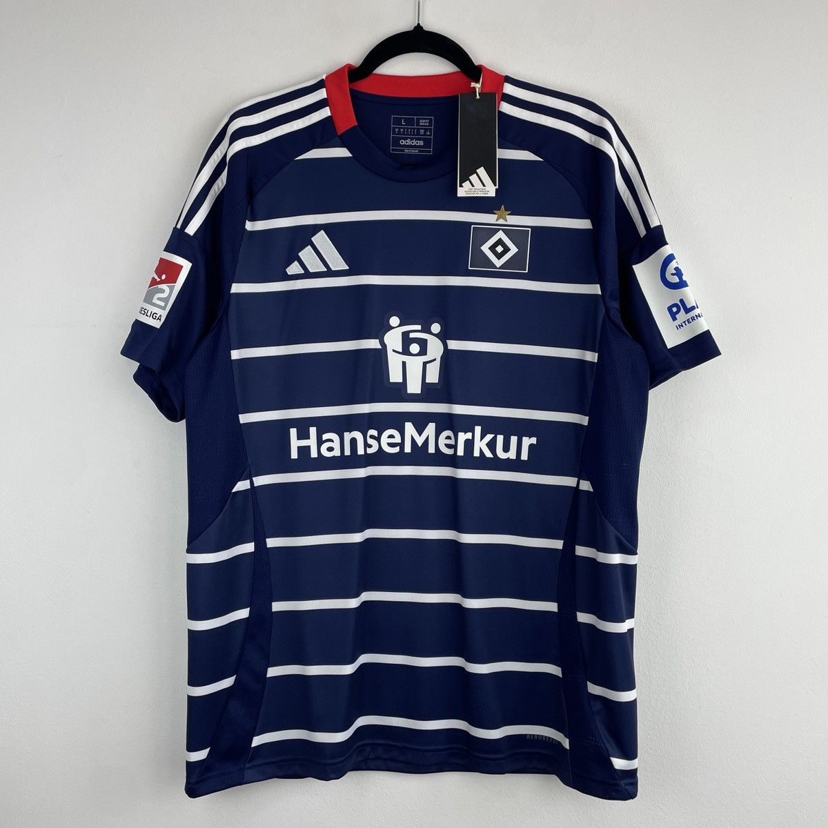 Adidas Hamburg SV Noah Katterbach Away Adidas Jersey 2024/2025 BNWT Size US L / EU 52-54 / 3 - 2 Thumbnail