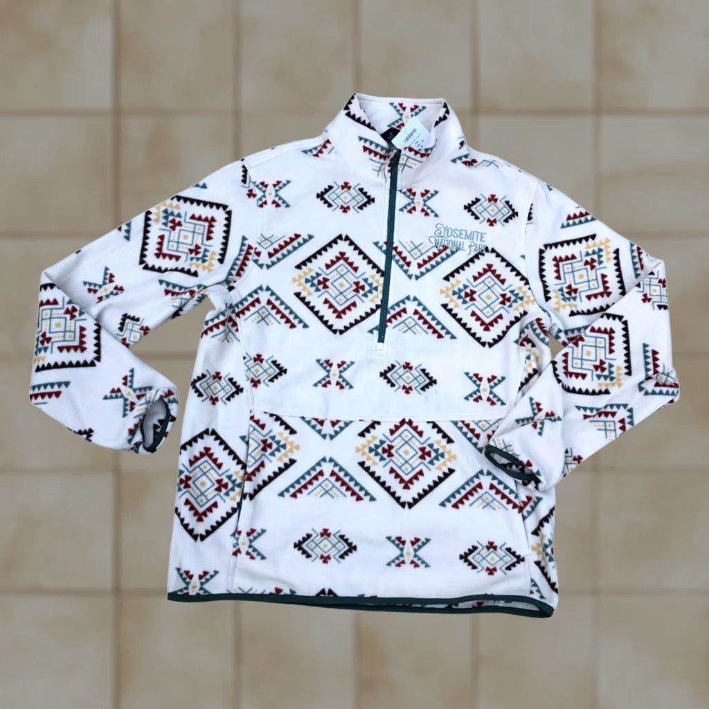 Vintage PRAIRIE MOUNTAIN 1/2 Zip Yosemite National Park Pullover Sweatshirt MED Fleece Shirt Mens M Yellow Multi Size US M / EU 48-50 / 2 - 1 Thumbnail