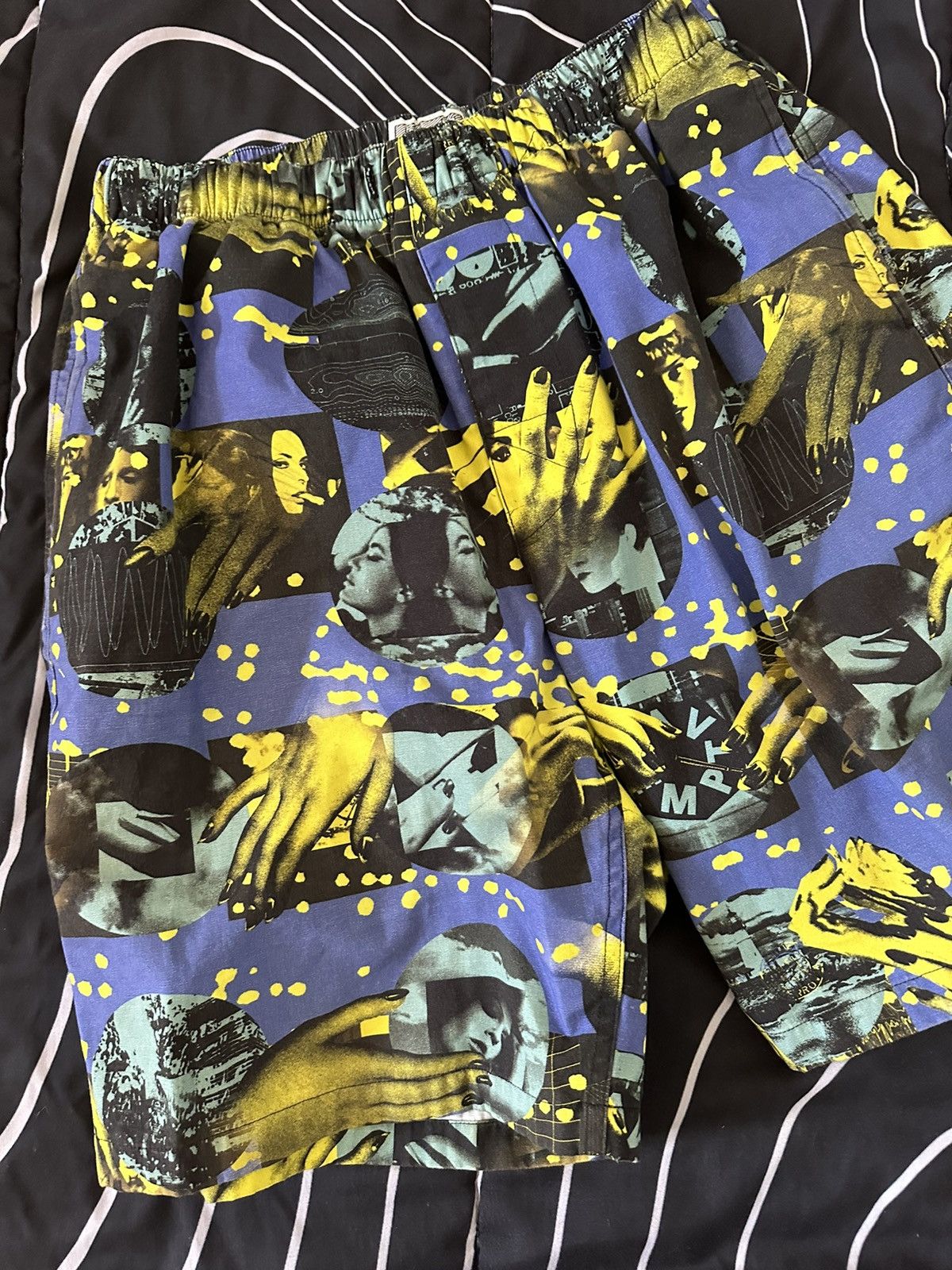 image of Cav Empt All Over Print Shorts in Yellow/Purple, Men's (Size 30)