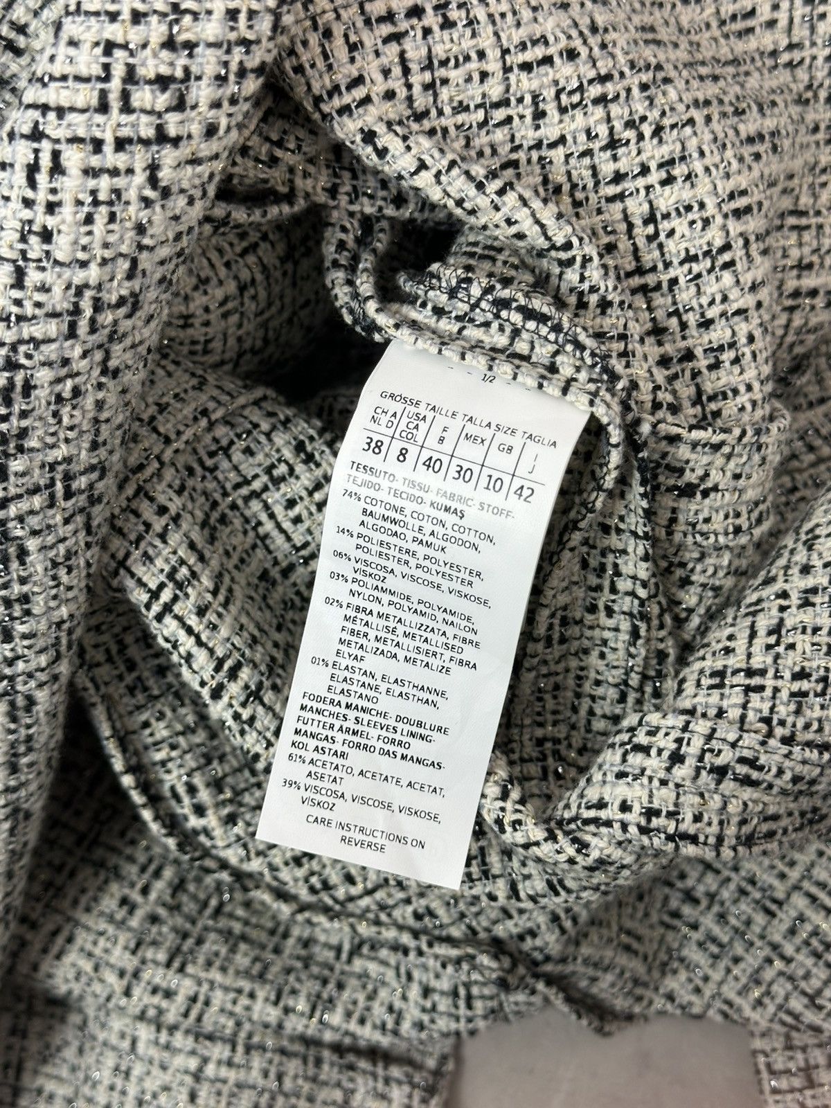 Weekend Max Mara Max Mara Weekend Tweed White-Black Cotton Women’s Coat Size M / US 6-8 / IT 42-44 - 13 Thumbnail